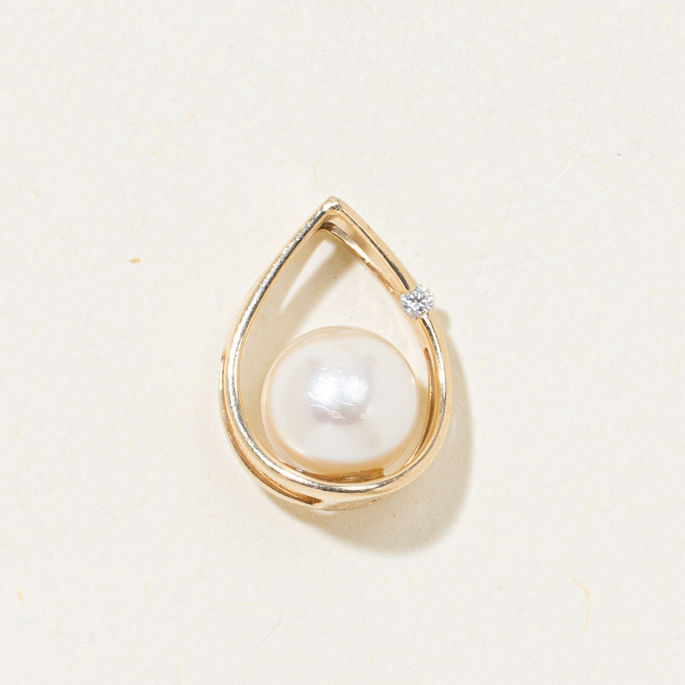 Pearl & Diamond Teardrop Pendant