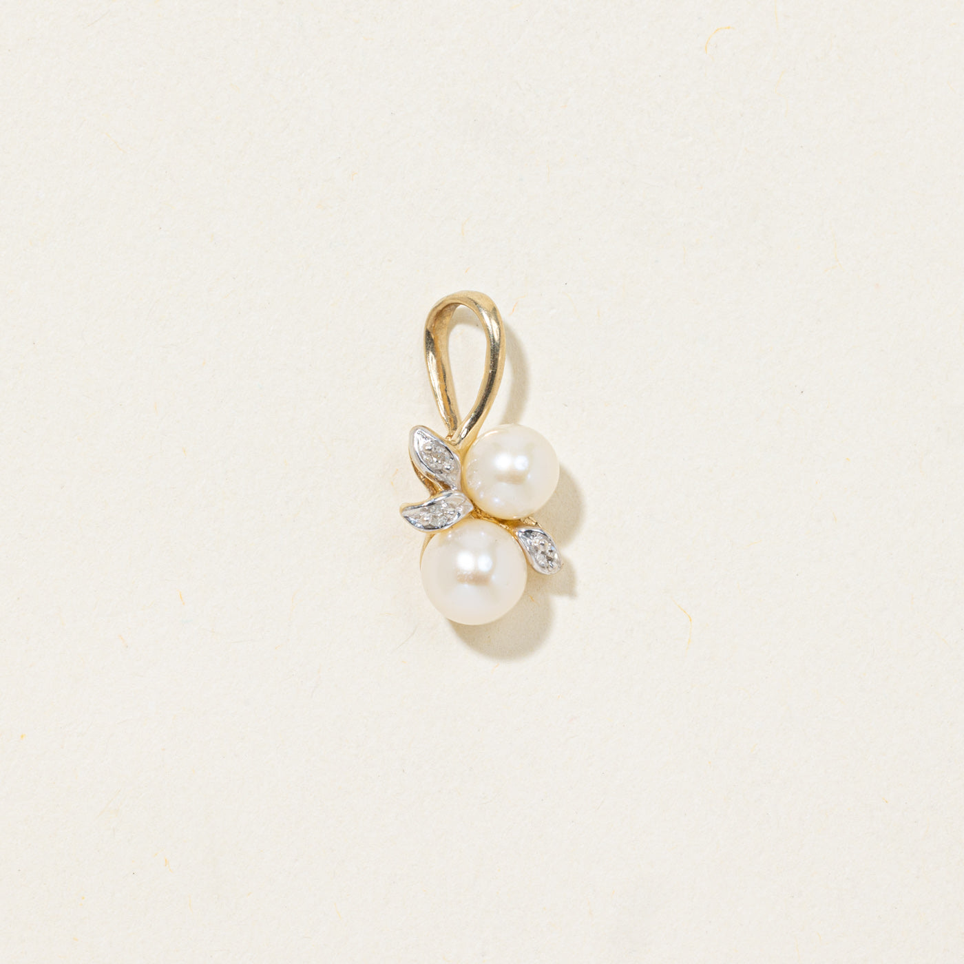Pearl & Diamond Leaf Design Pendant