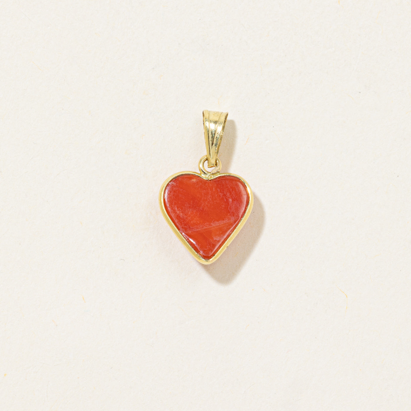 Bezel Set Heart Cut Coral Pendant