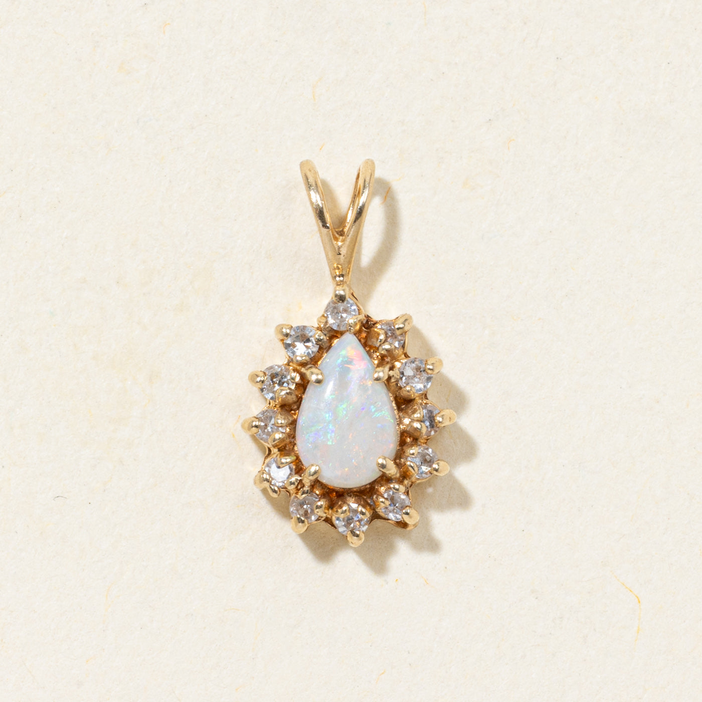 Opal & Diamond Petal Halo Pendant