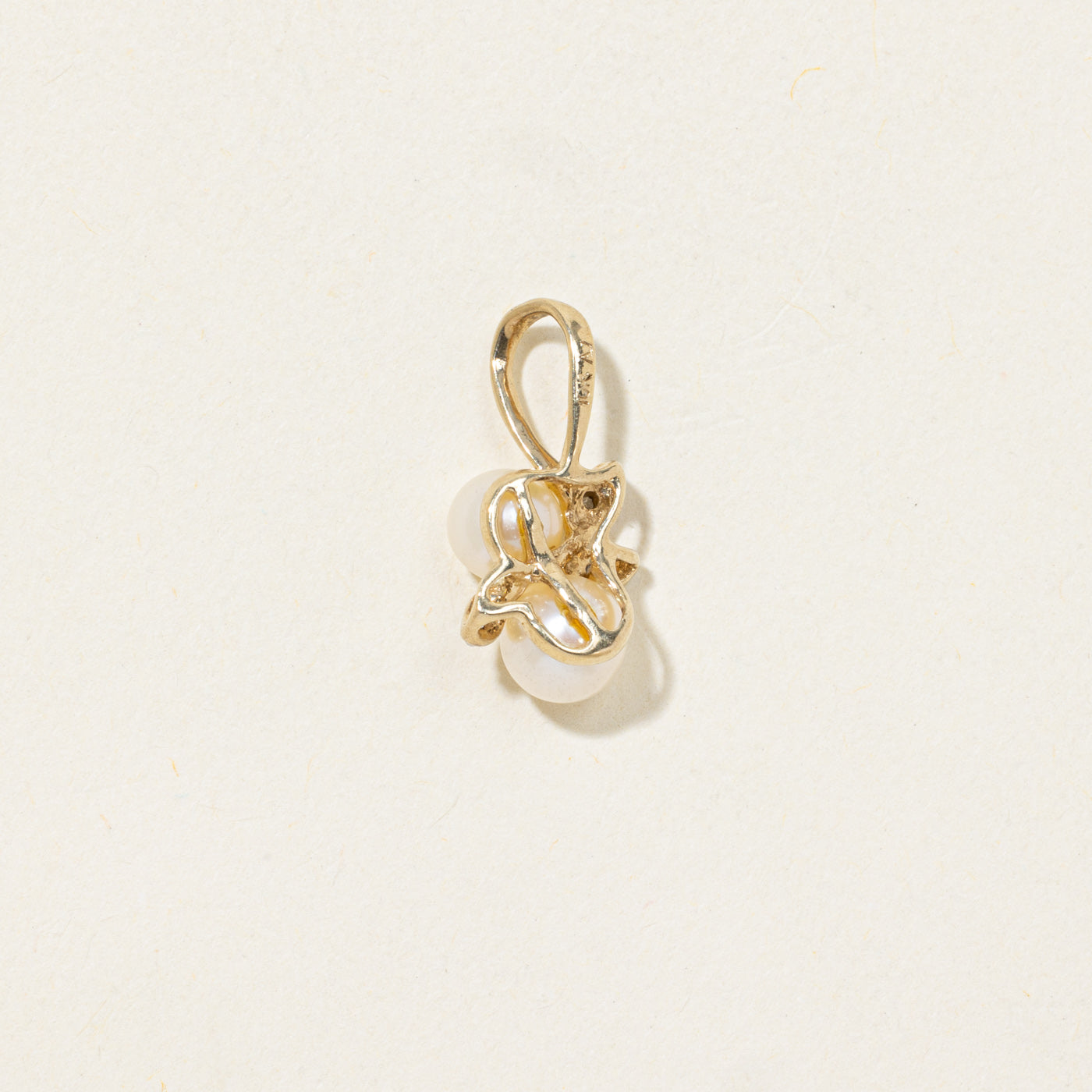 Pearl & Diamond Leaf Design Pendant