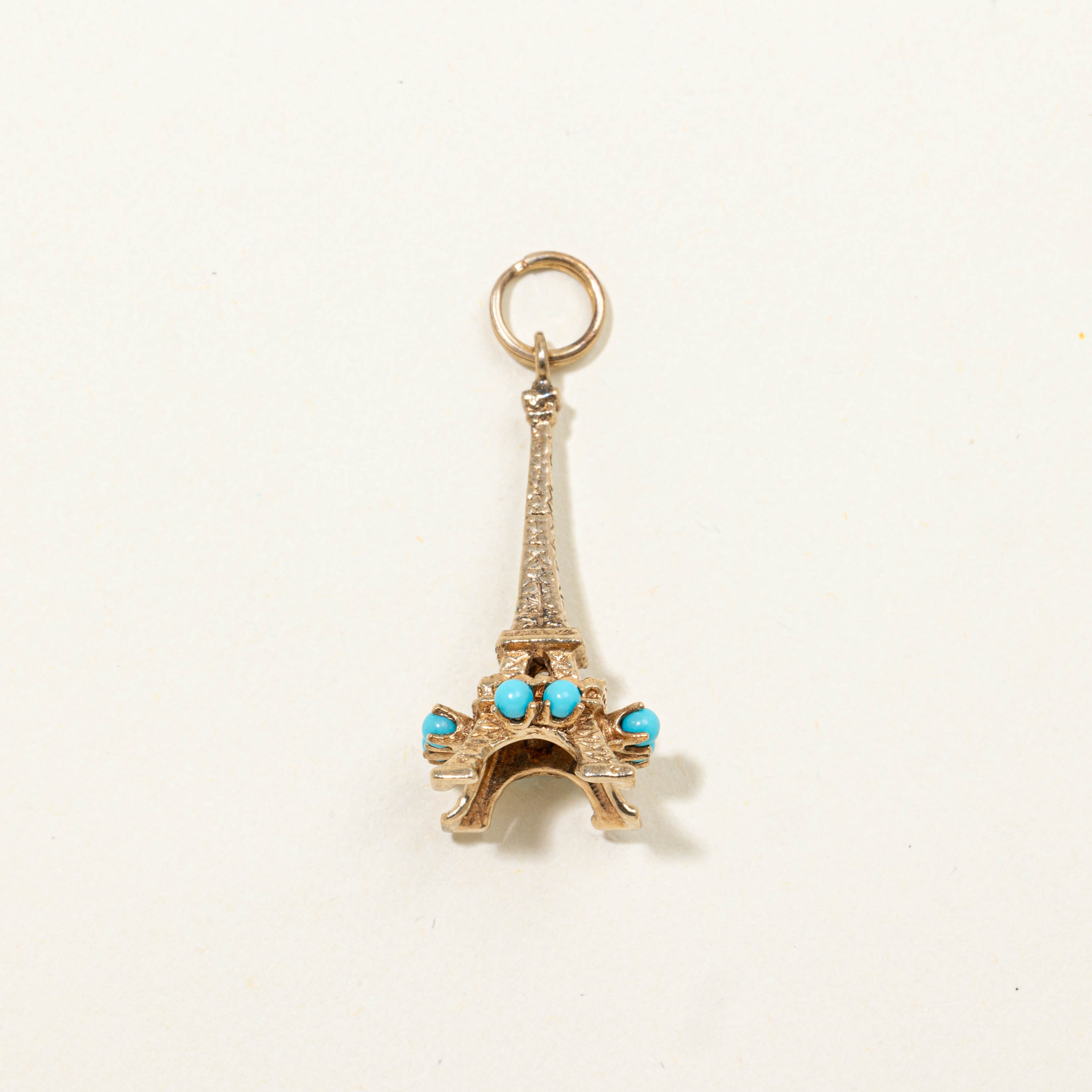10k Imitation Turquoise Eiffel Tower Charm