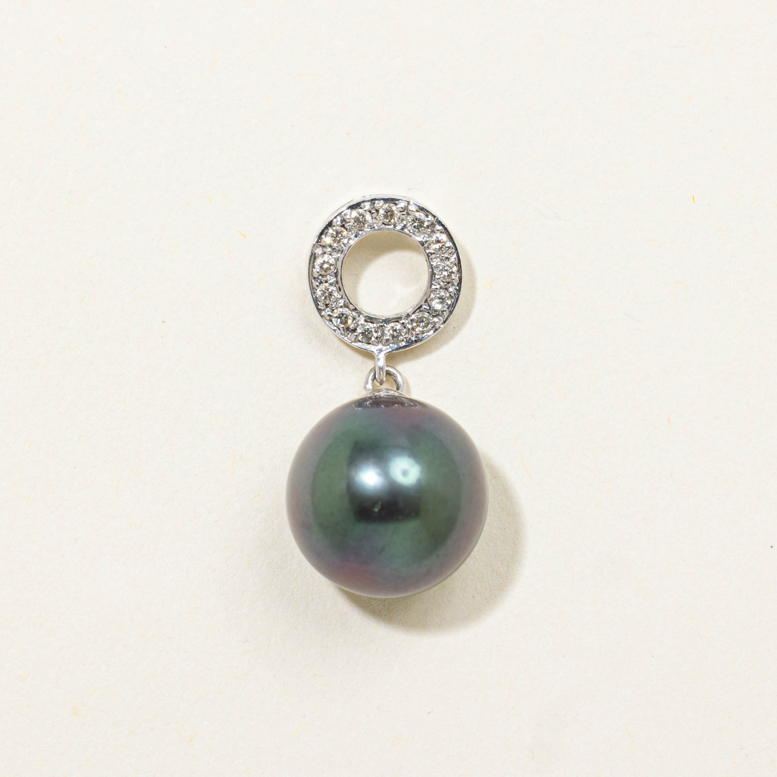 14k Pearl & Diamond Circle Pendant