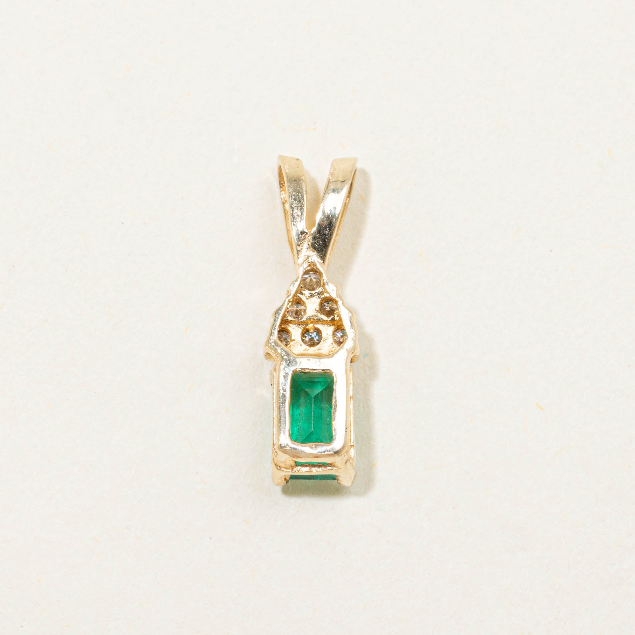 14k Emerald & Diamond Accented Pendant