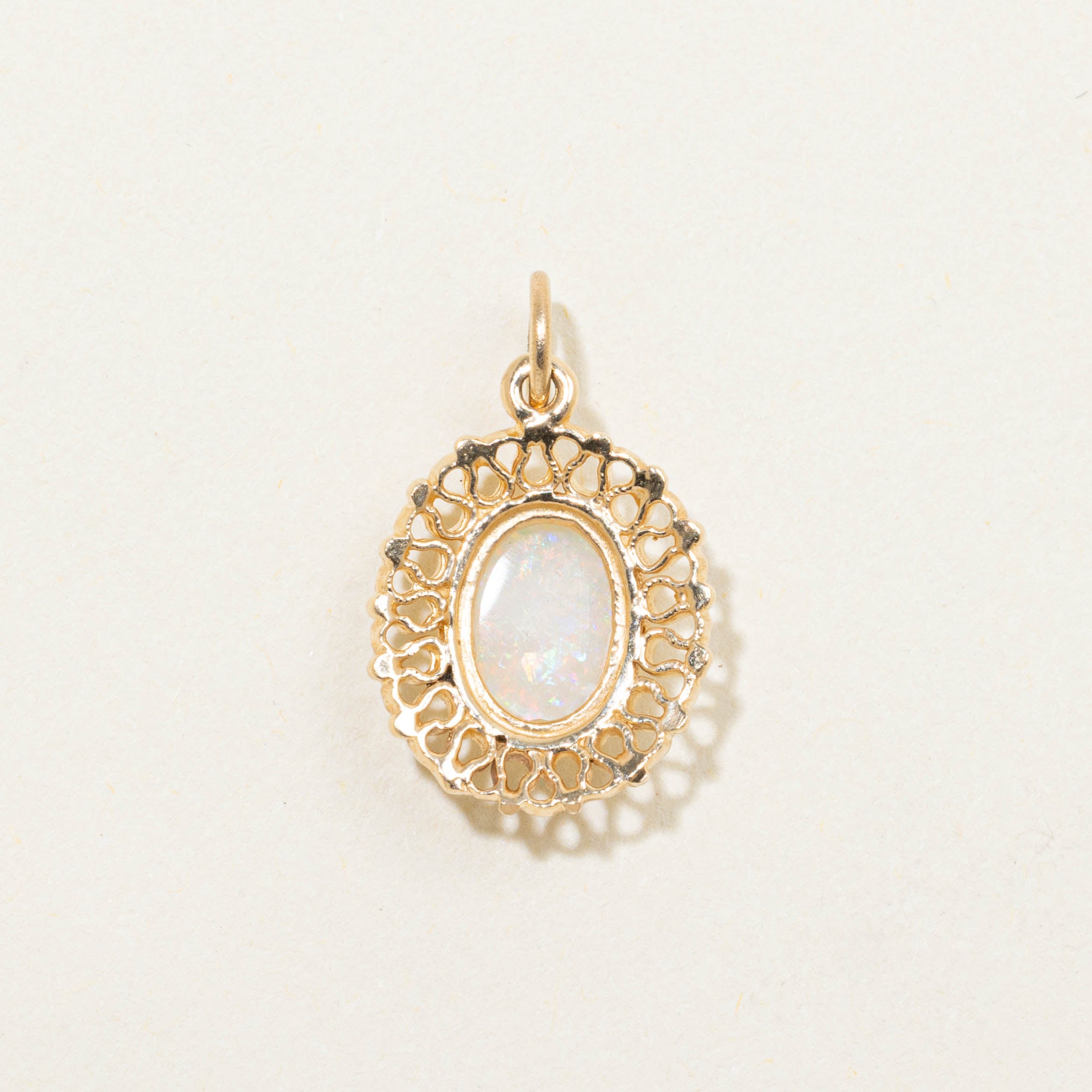 14k Opal Textured Openwork Pendant