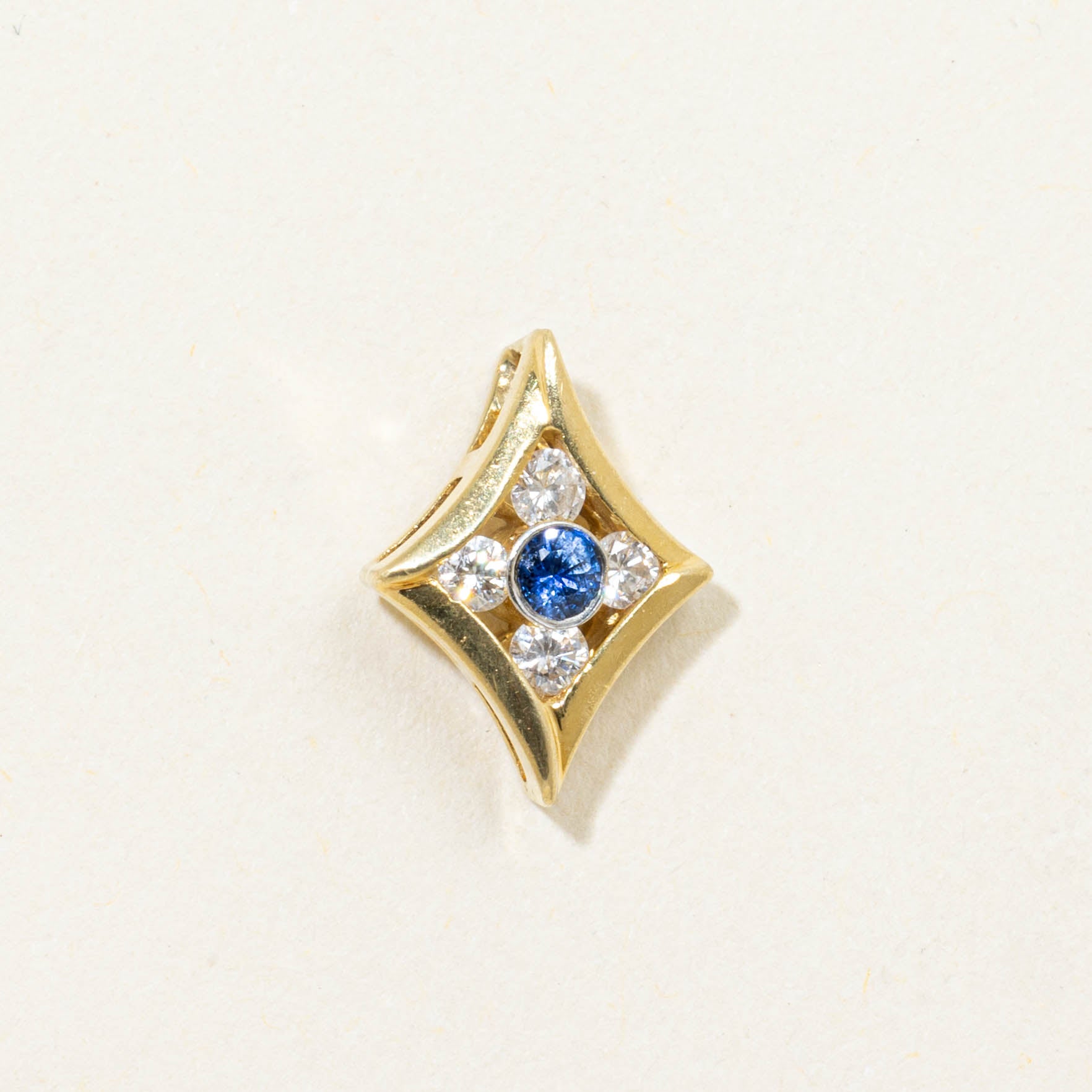 18k Sapphire & Diamond Cluster Geometric Pendant