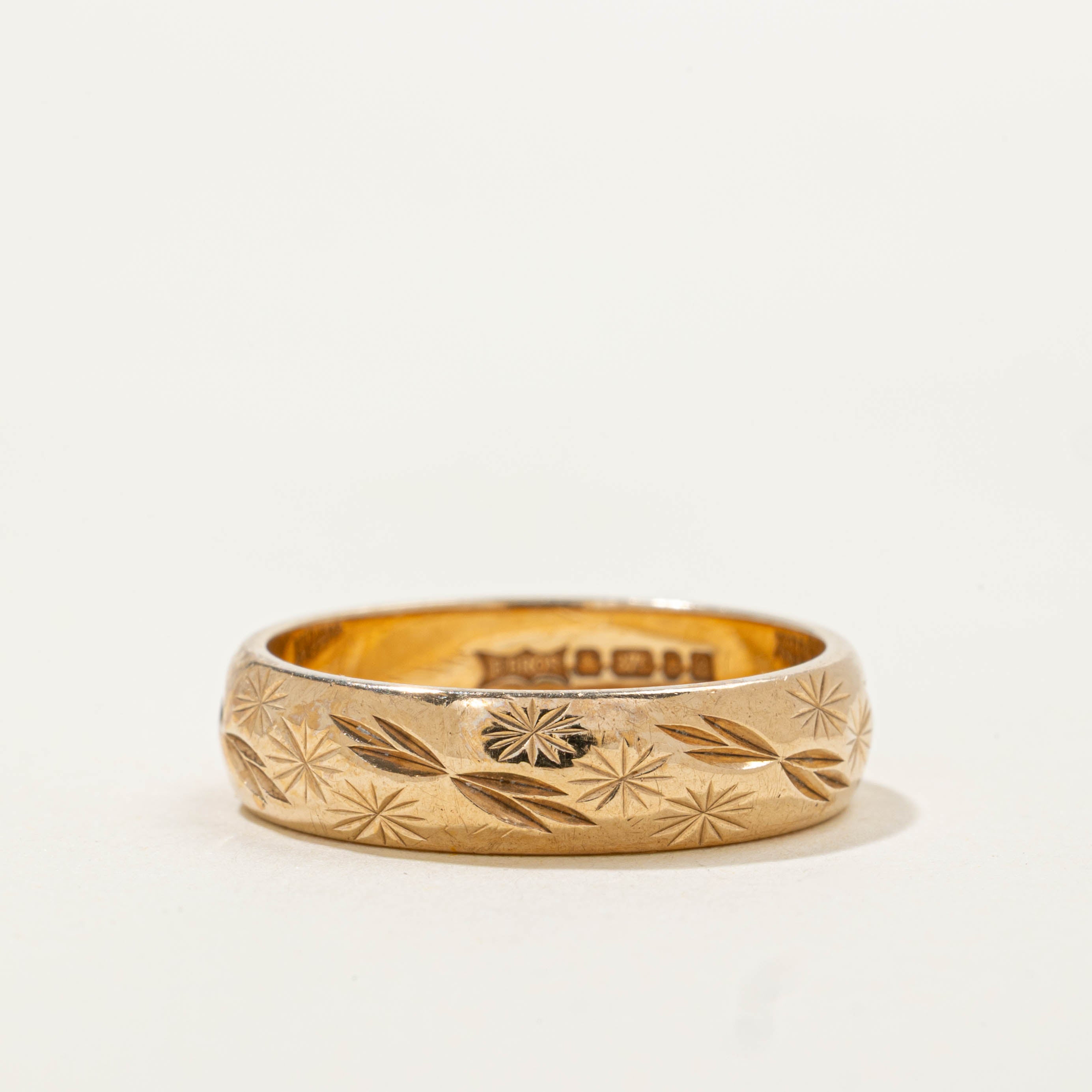 1991 London UK Floral Engraved Band | 4.95mm | SZ 6.75