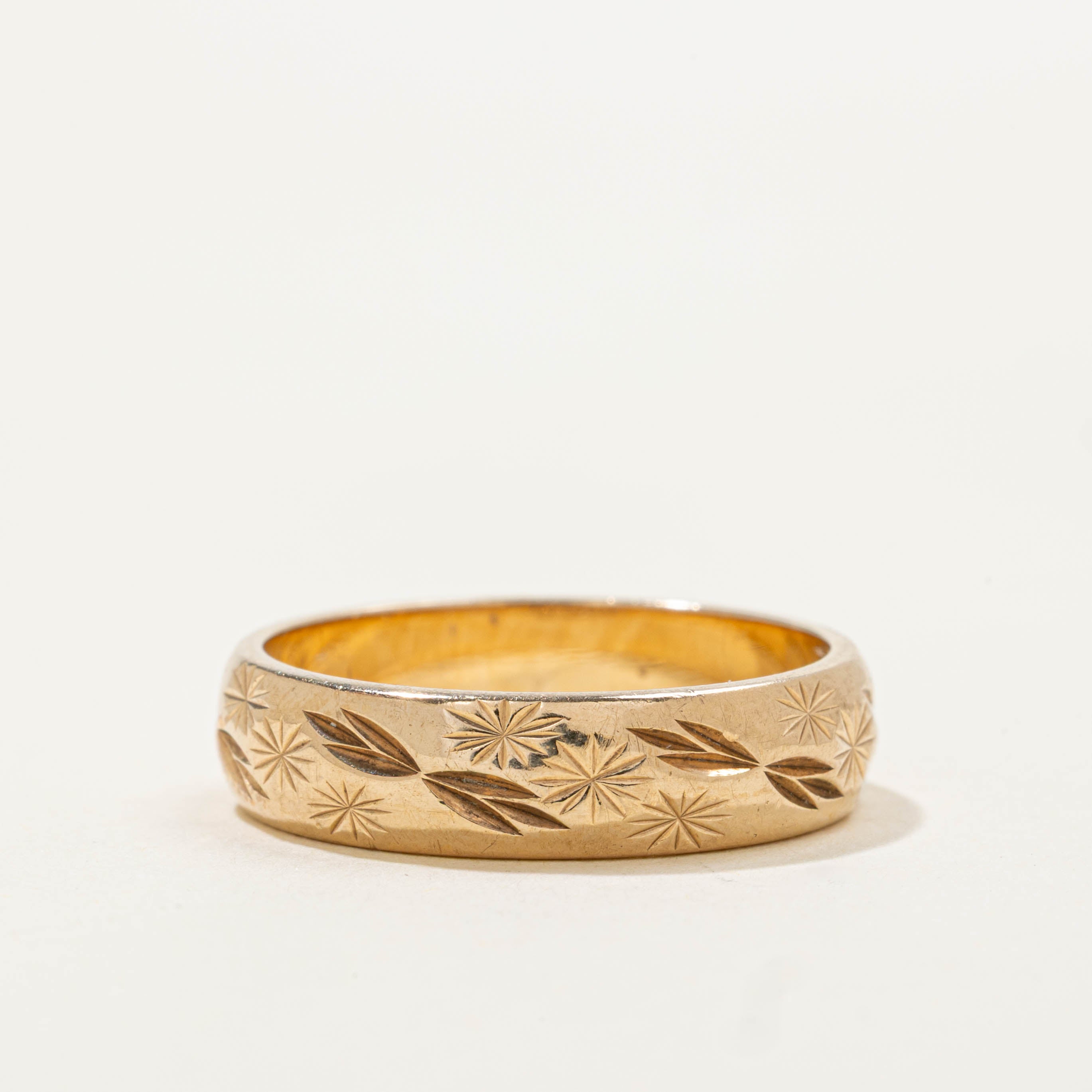 1991 London UK Floral Engraved Band | 4.95mm | SZ 6.75