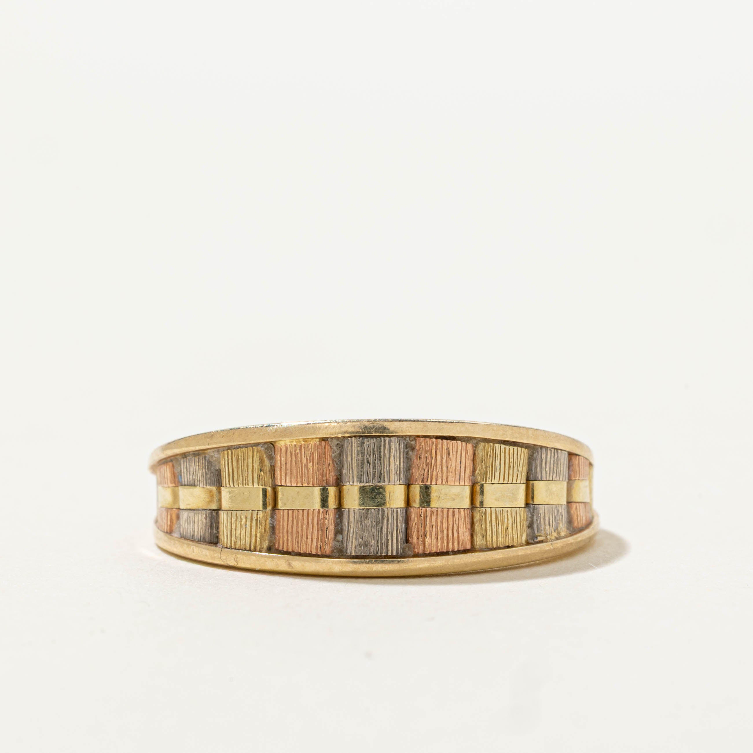 Italian Tri Color Bookshelf Dome Ring | SZ 7