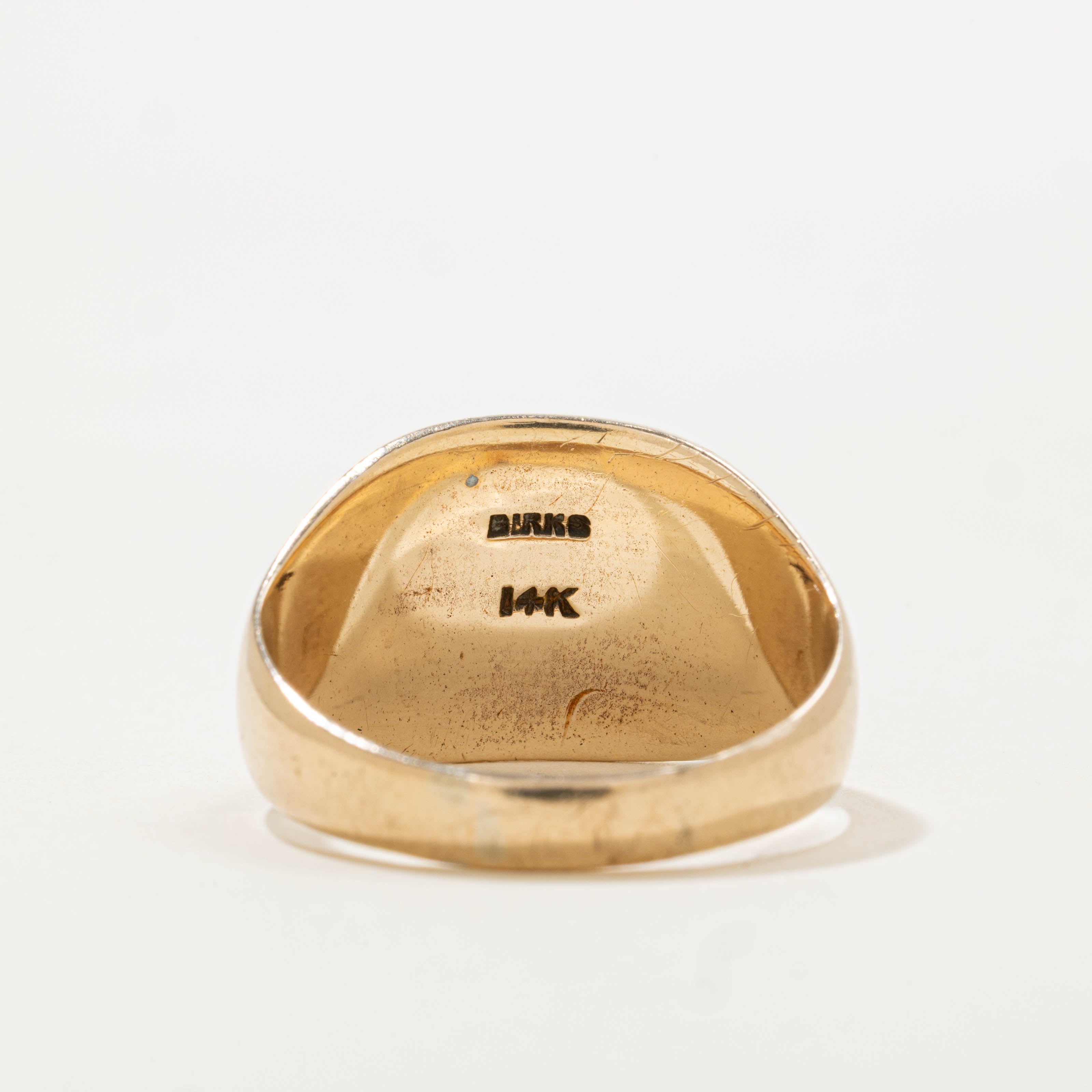 ‘Birks’ 14k Plain Signet Dome Ring | SZ 9.5