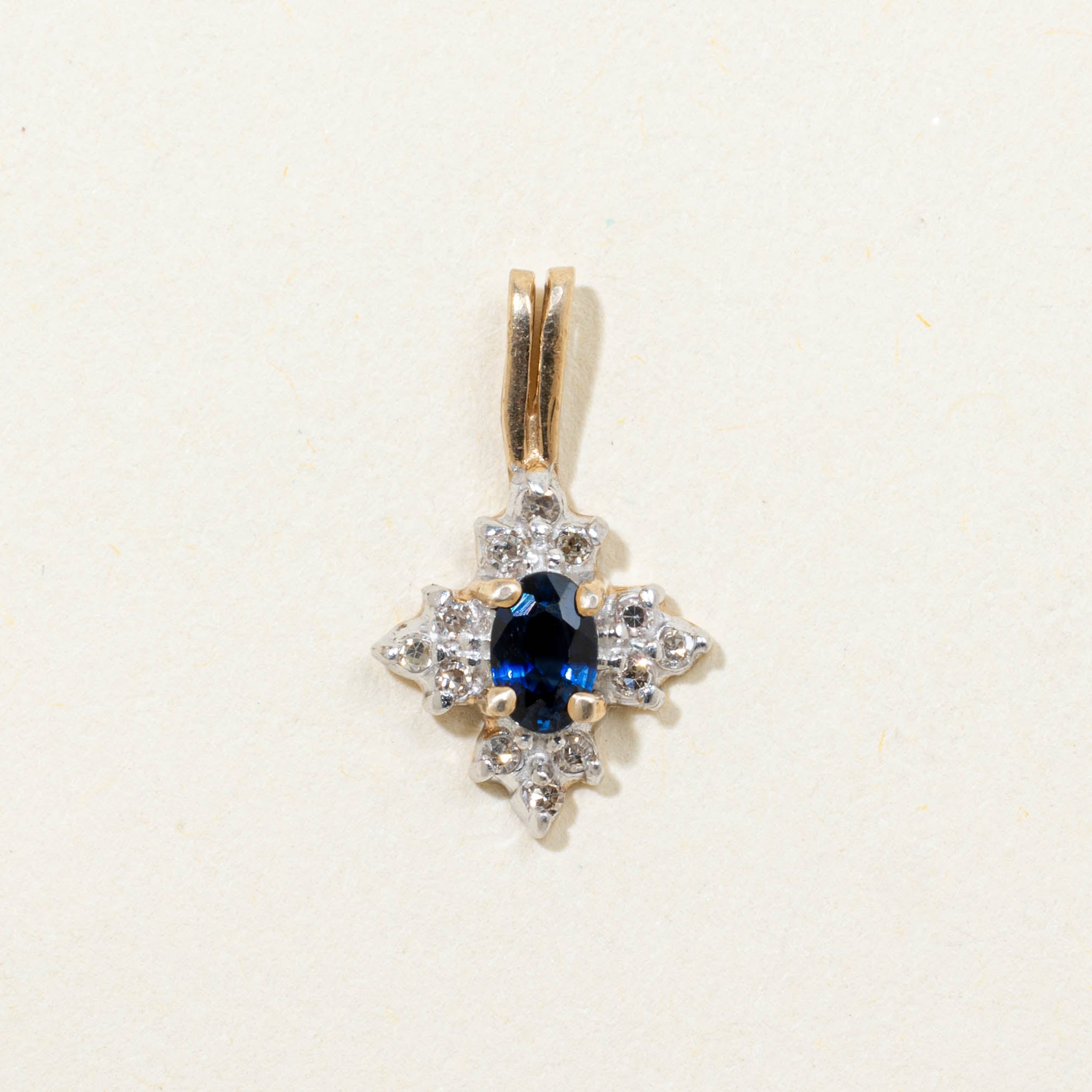 10k Sapphire & Diamond Petal Cluster Pendant