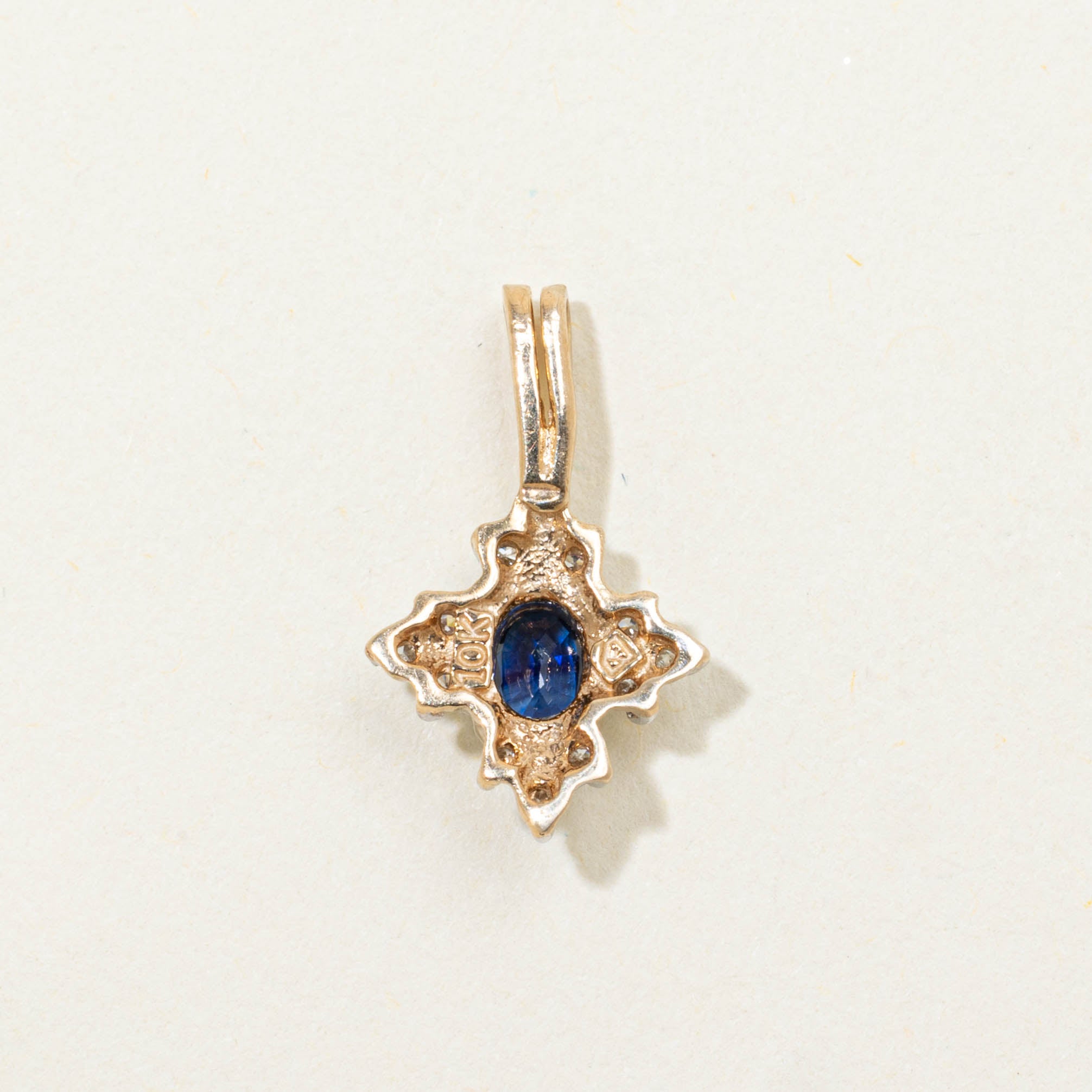 10k Sapphire & Diamond Petal Cluster Pendant