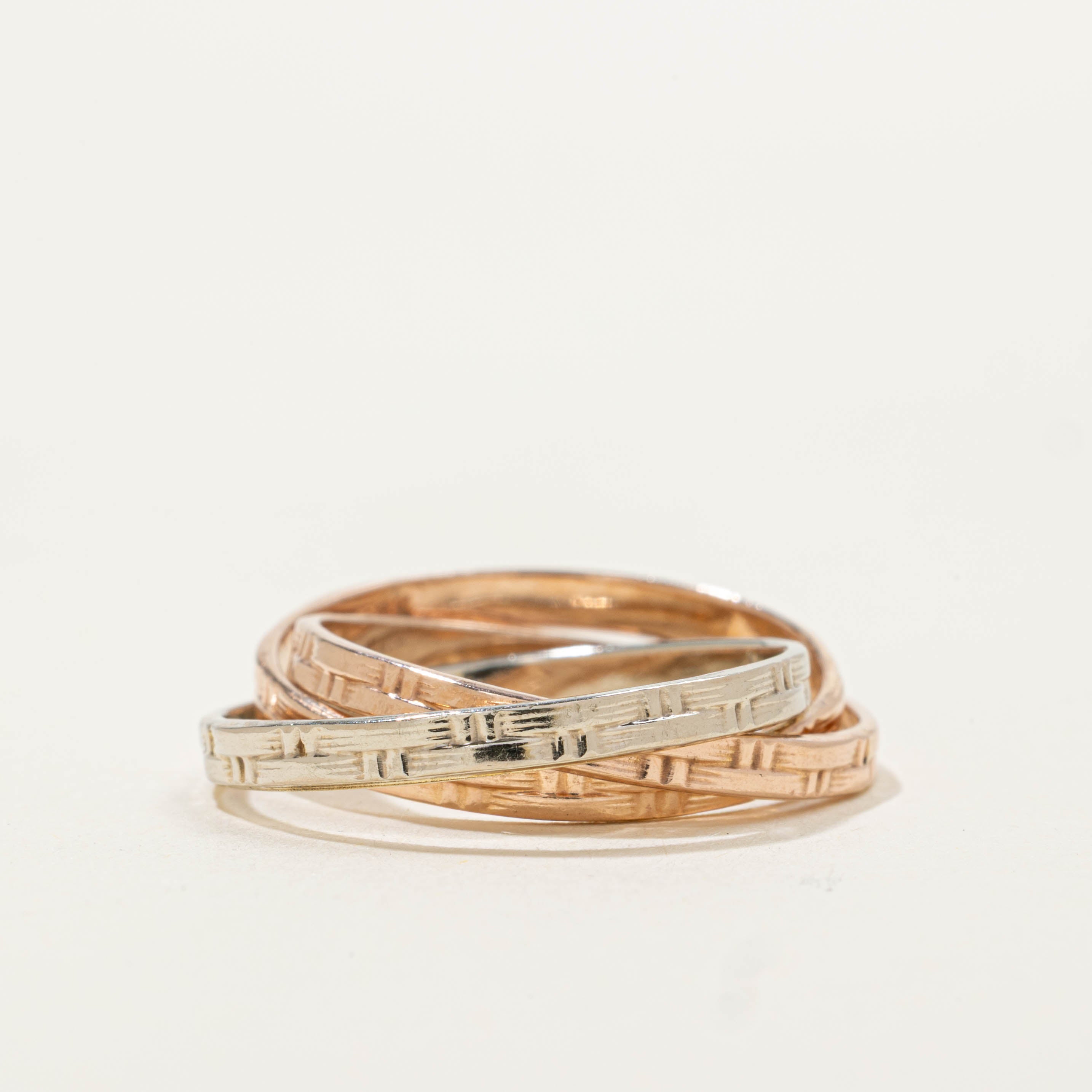 10k Two Tone Interlocking Fluted Ring | 2.55mm | SZ 6.5