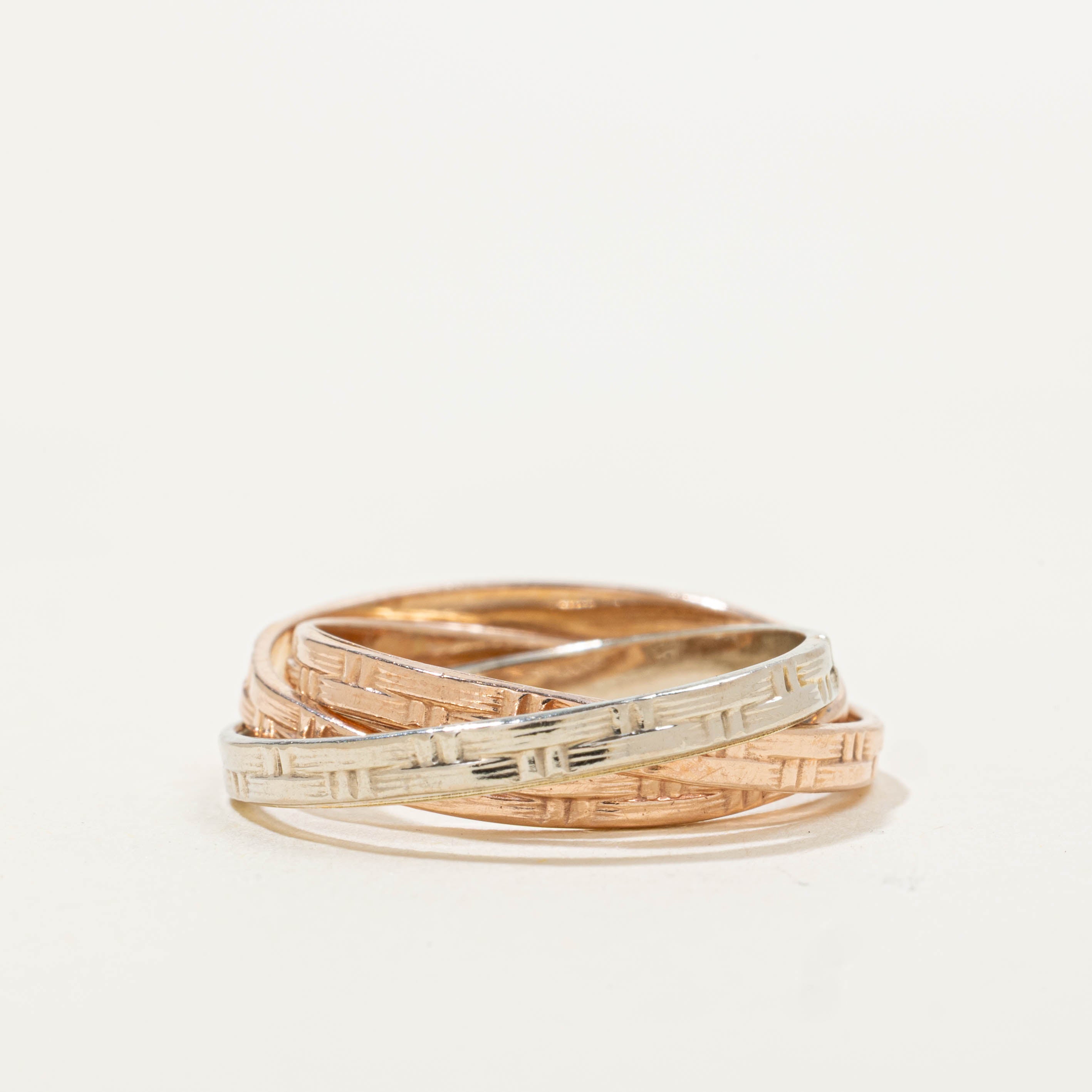 10k Two Tone Interlocking Fluted Ring | 2.55mm | SZ 6.5