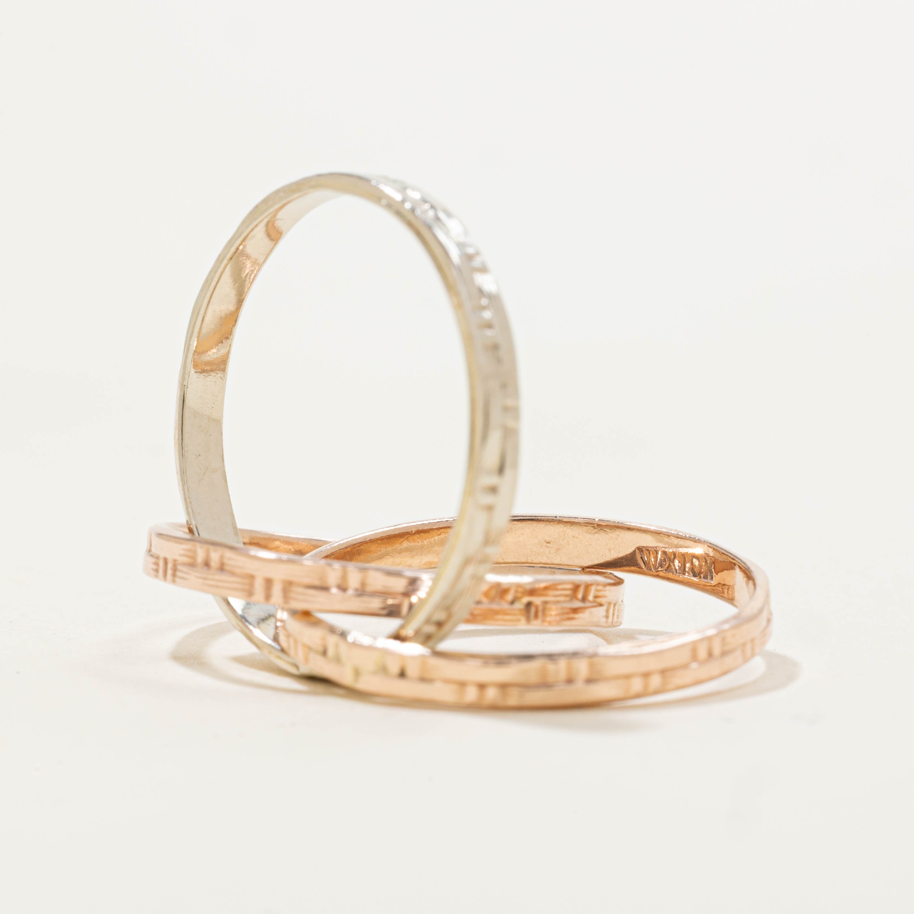 10k Two Tone Interlocking Fluted Ring | 2.55mm | SZ 6.5