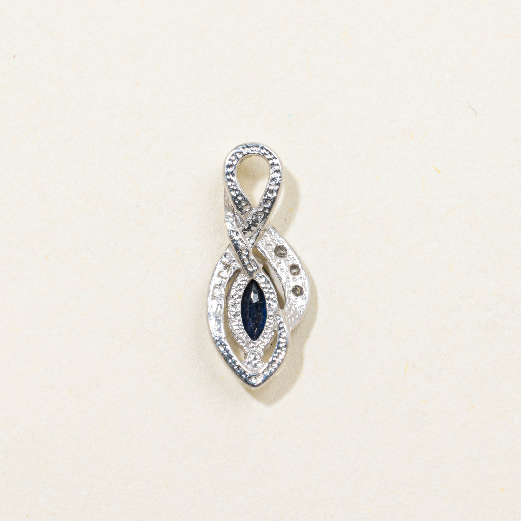 10k Marquise Cut Sapphire & Diamond Accented Pendant