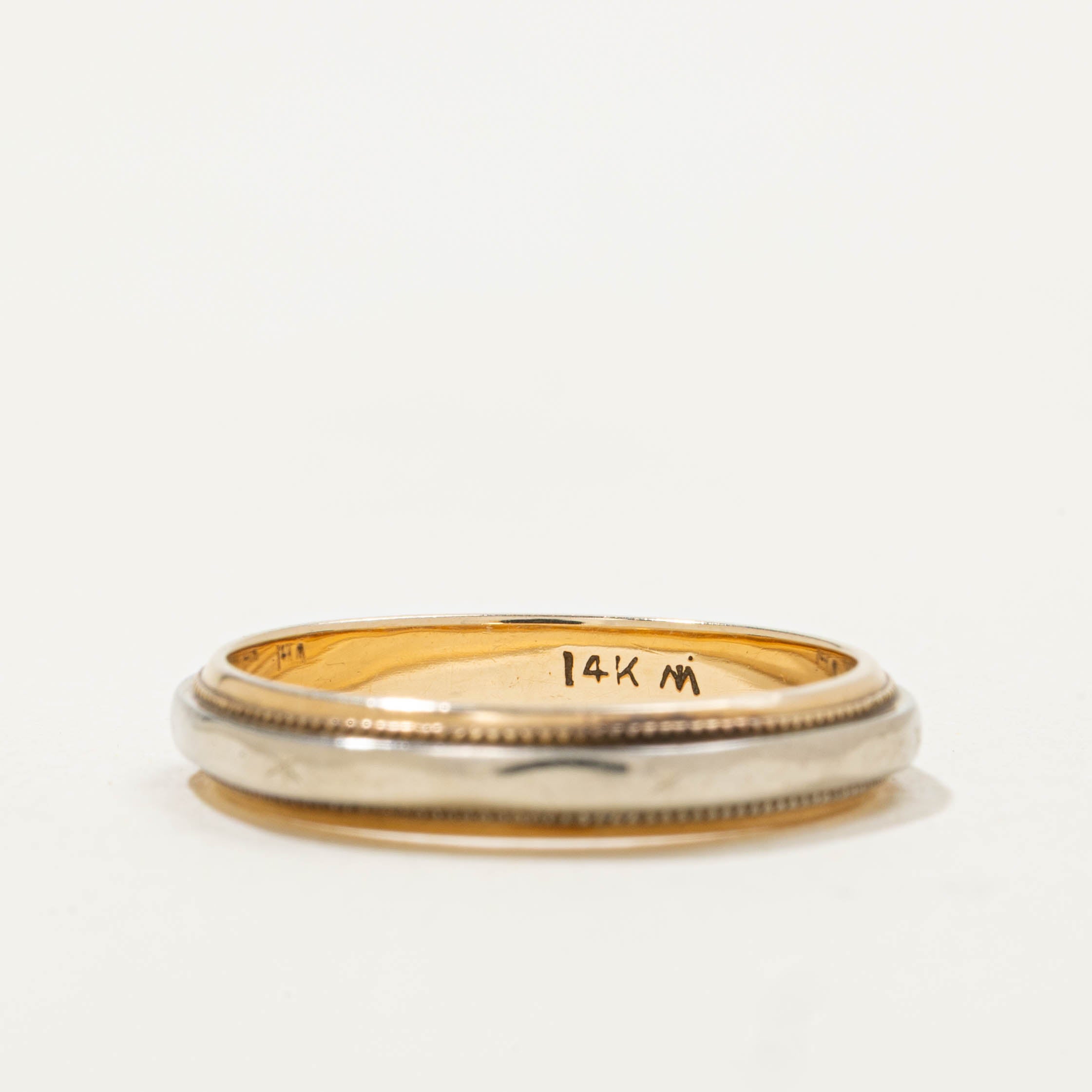 14k Two-Tone Milgrained Band | 3.20mm | SZ 5.5