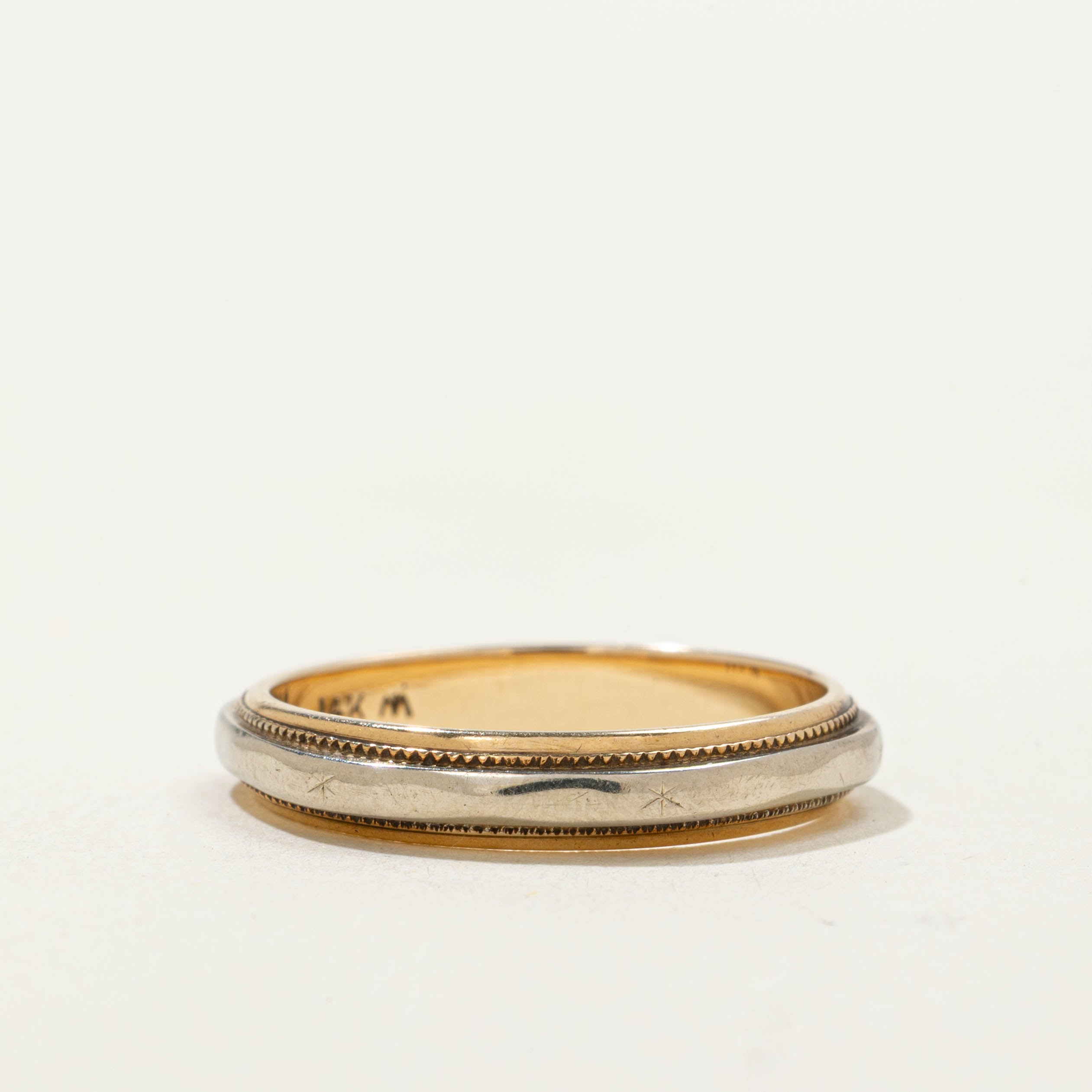 14k Two-Tone Milgrained Band | 3.20mm | SZ 5.5