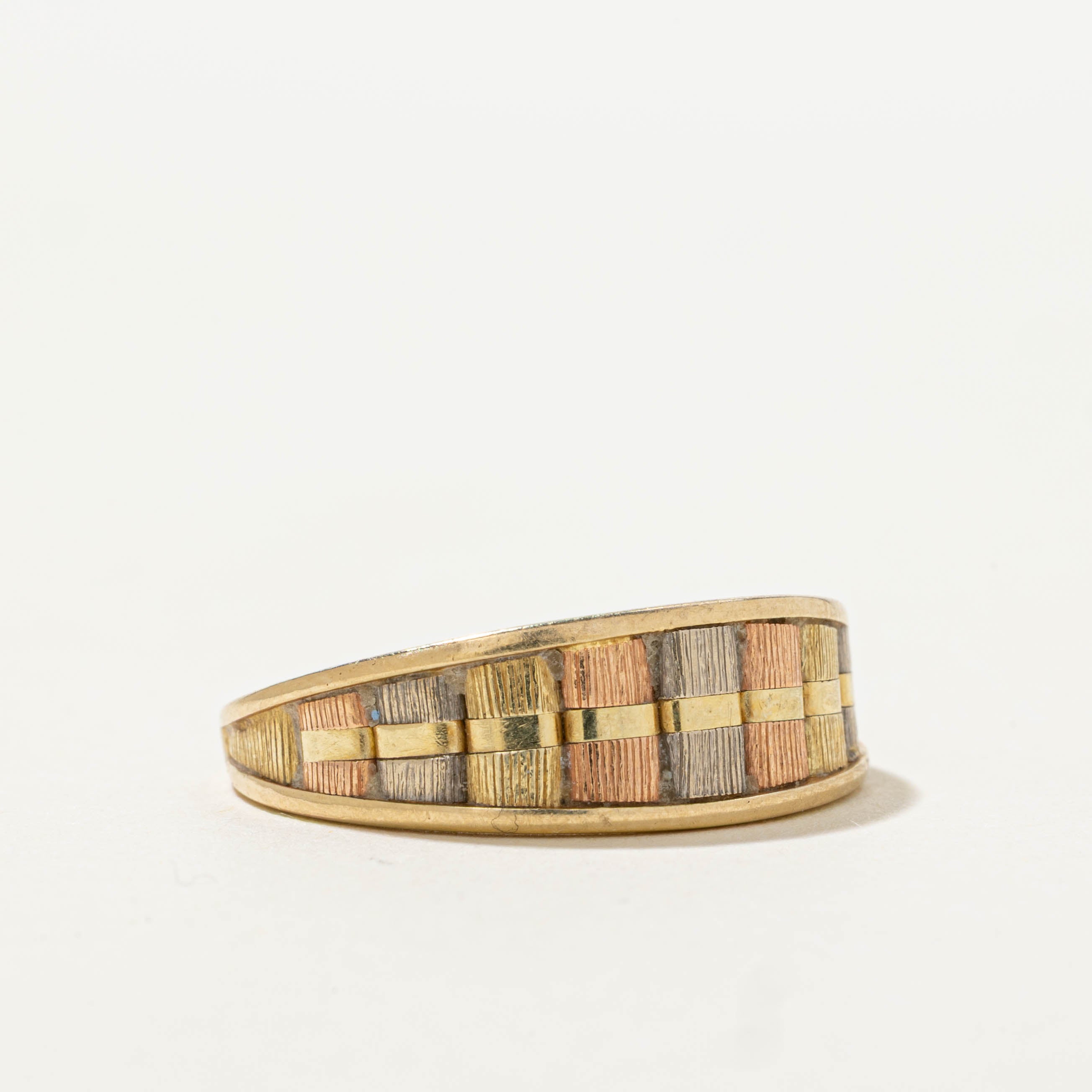 Italian Tri Color Bookshelf Dome Ring | SZ 7