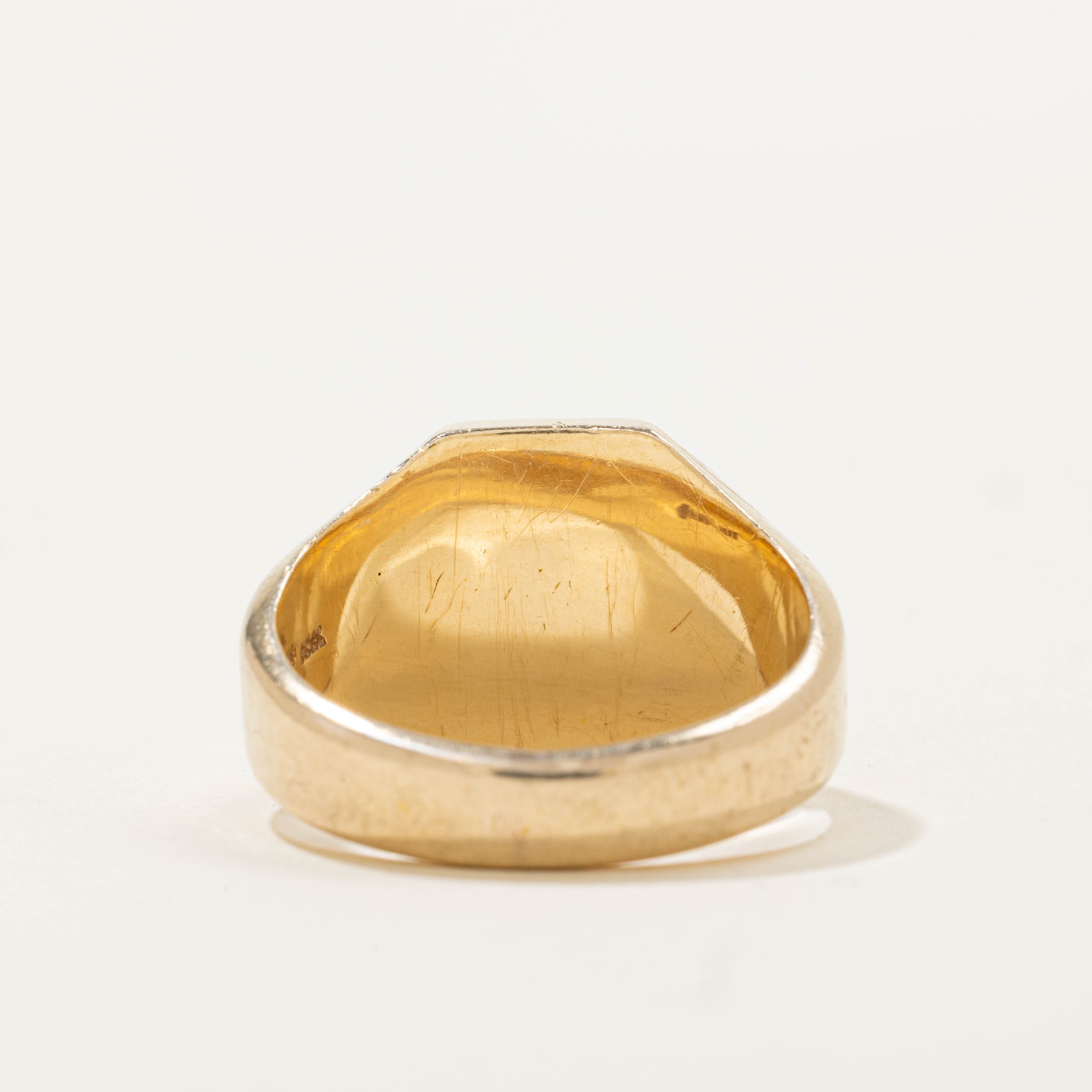 14k Flower Engraved Signet Ring | SZ 8.75
