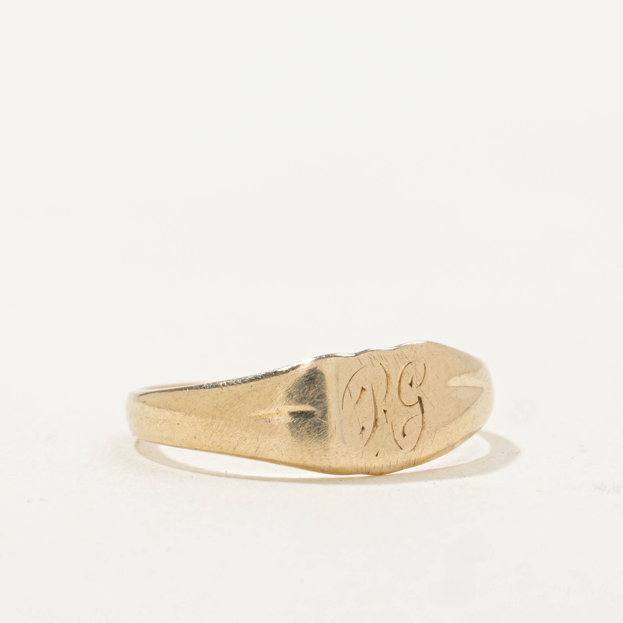 14k “PG” Initialized Signet Ring | SZ 3