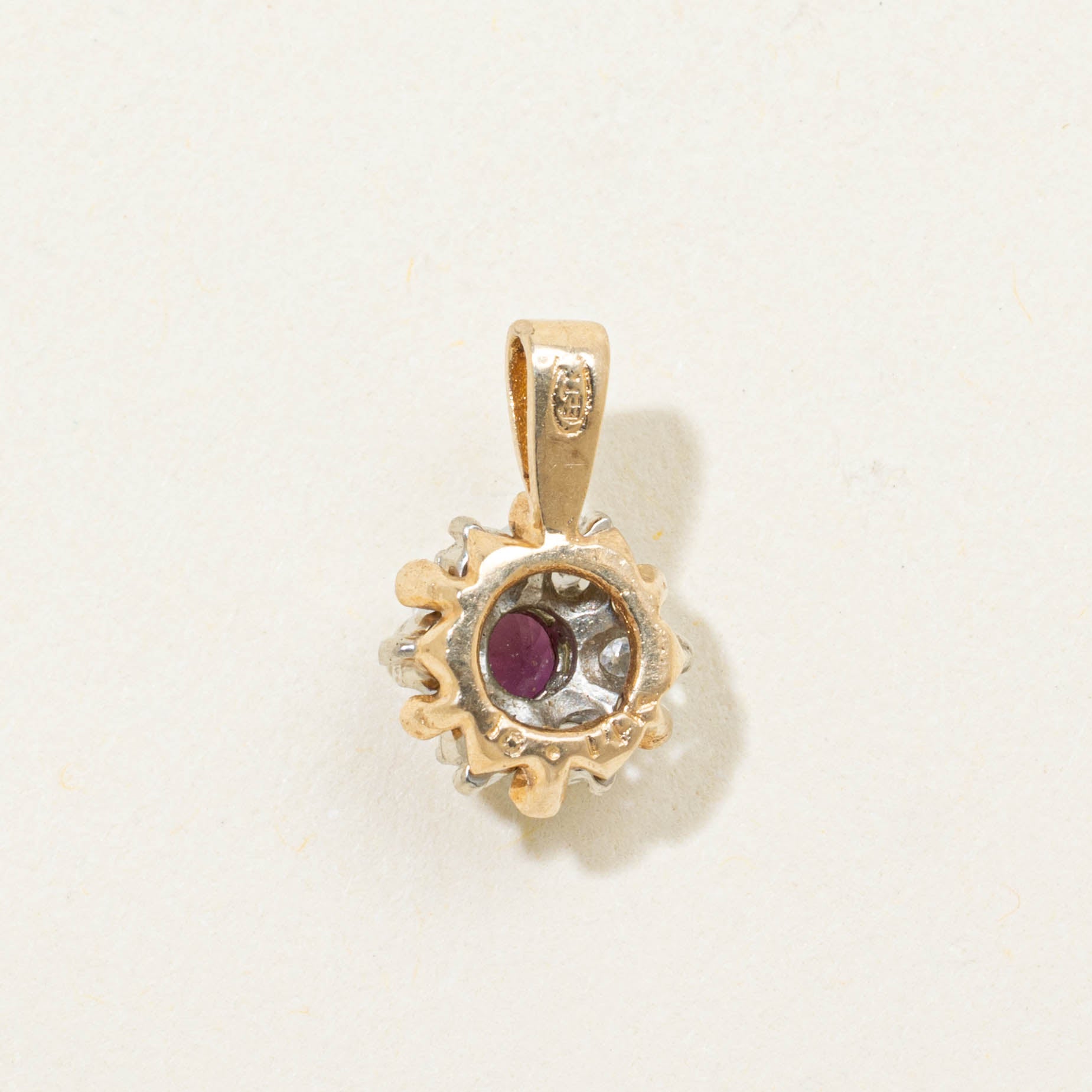 14k Ruby & Diamond Petal Cluster Pendant