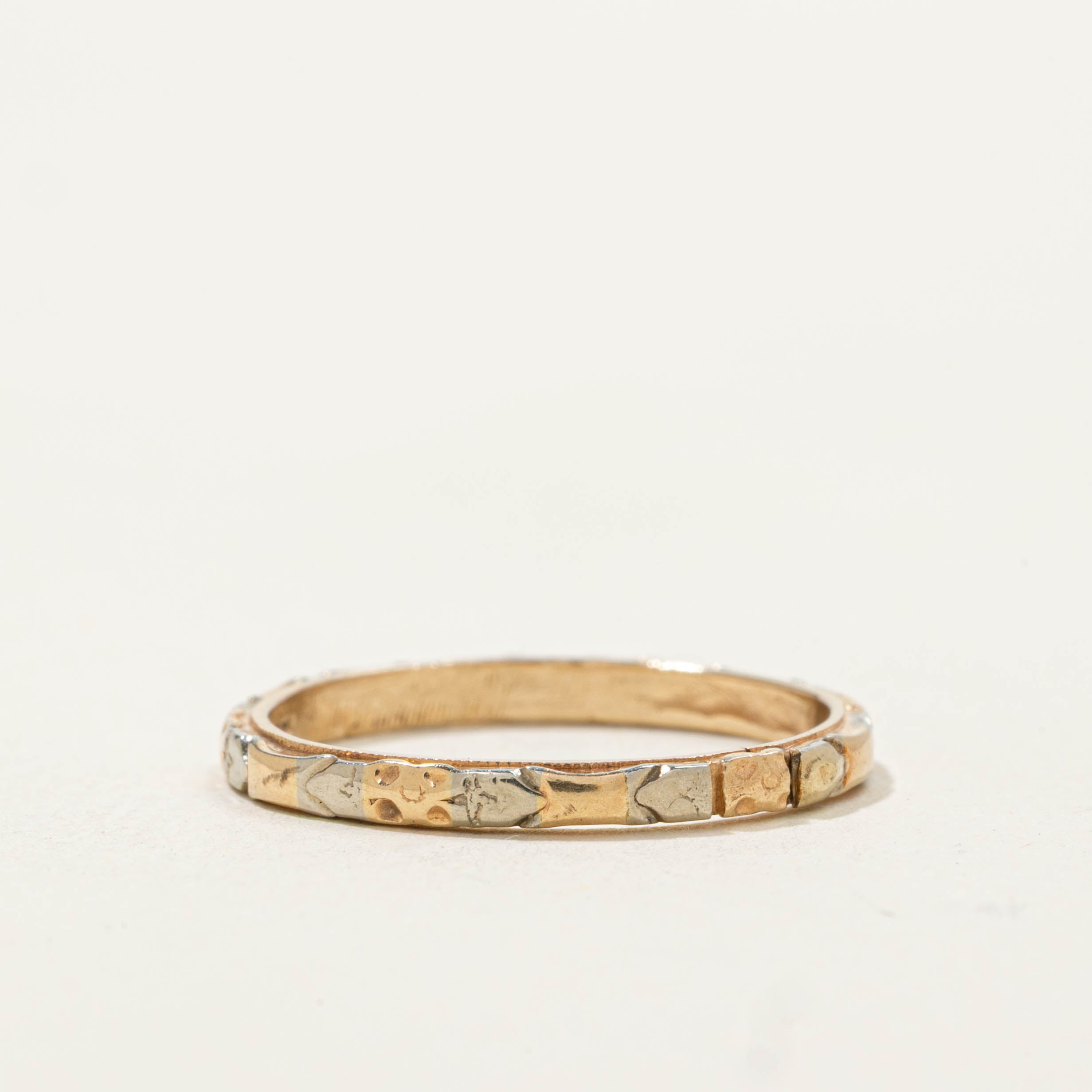 14k Two Tone Floral Engraved Ring | 1.95mm | SZ 5.5