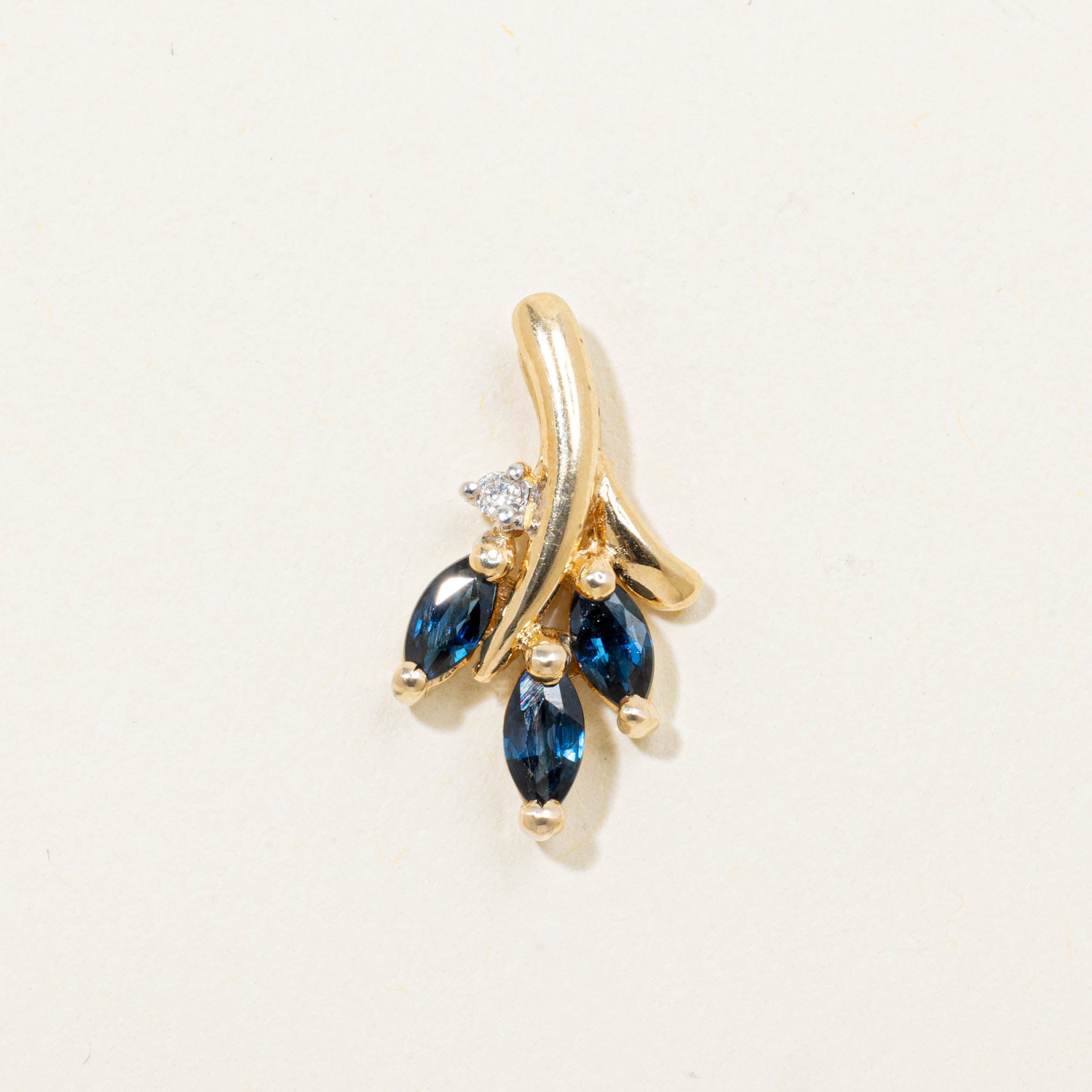 14k Sapphire & Diamond Accented Floral Pendant