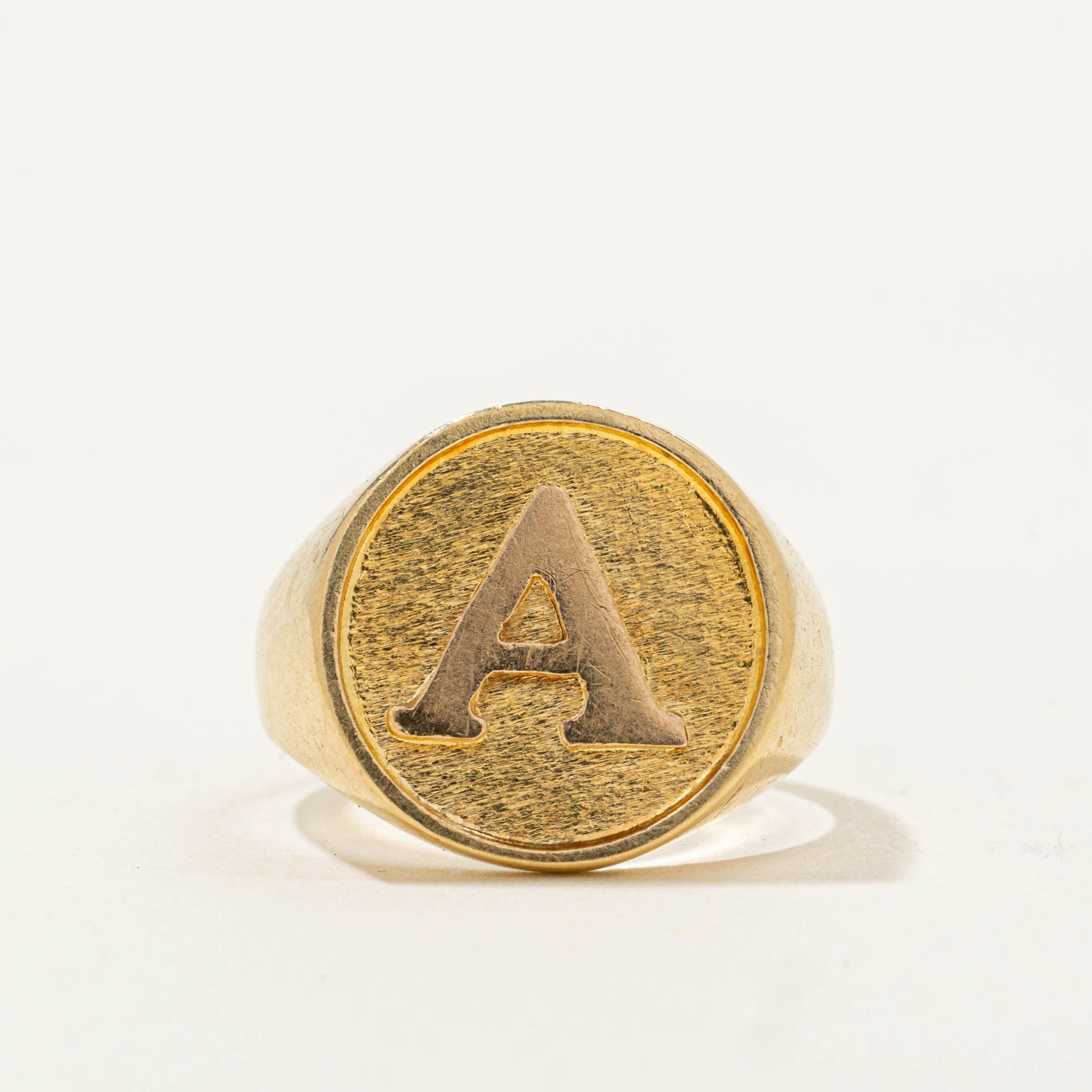 18k “A” Initialized Signet Ring | 12.20mm | SZ 2.25