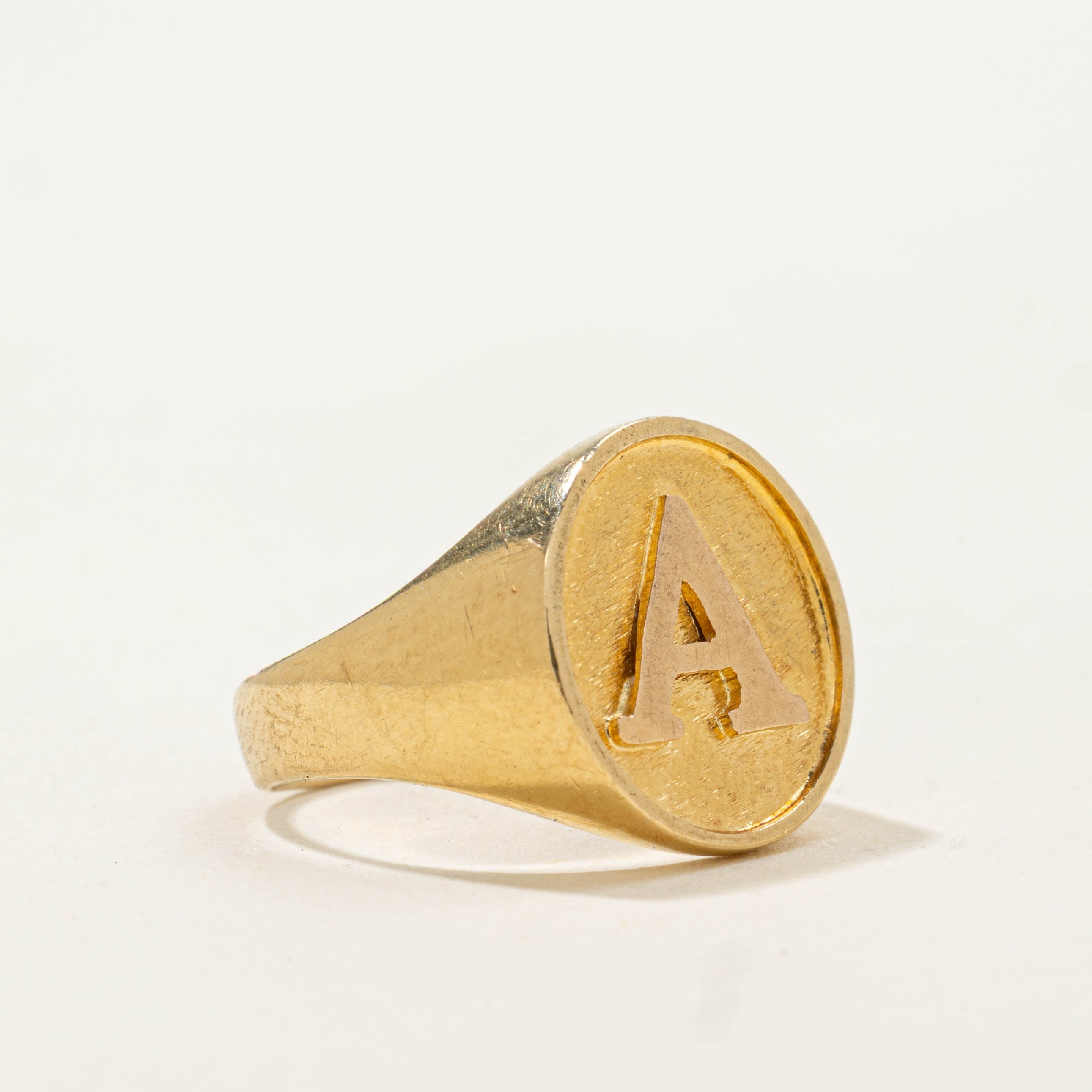 18k “A” Initialized Signet Ring | 12.20mm | SZ 2.25