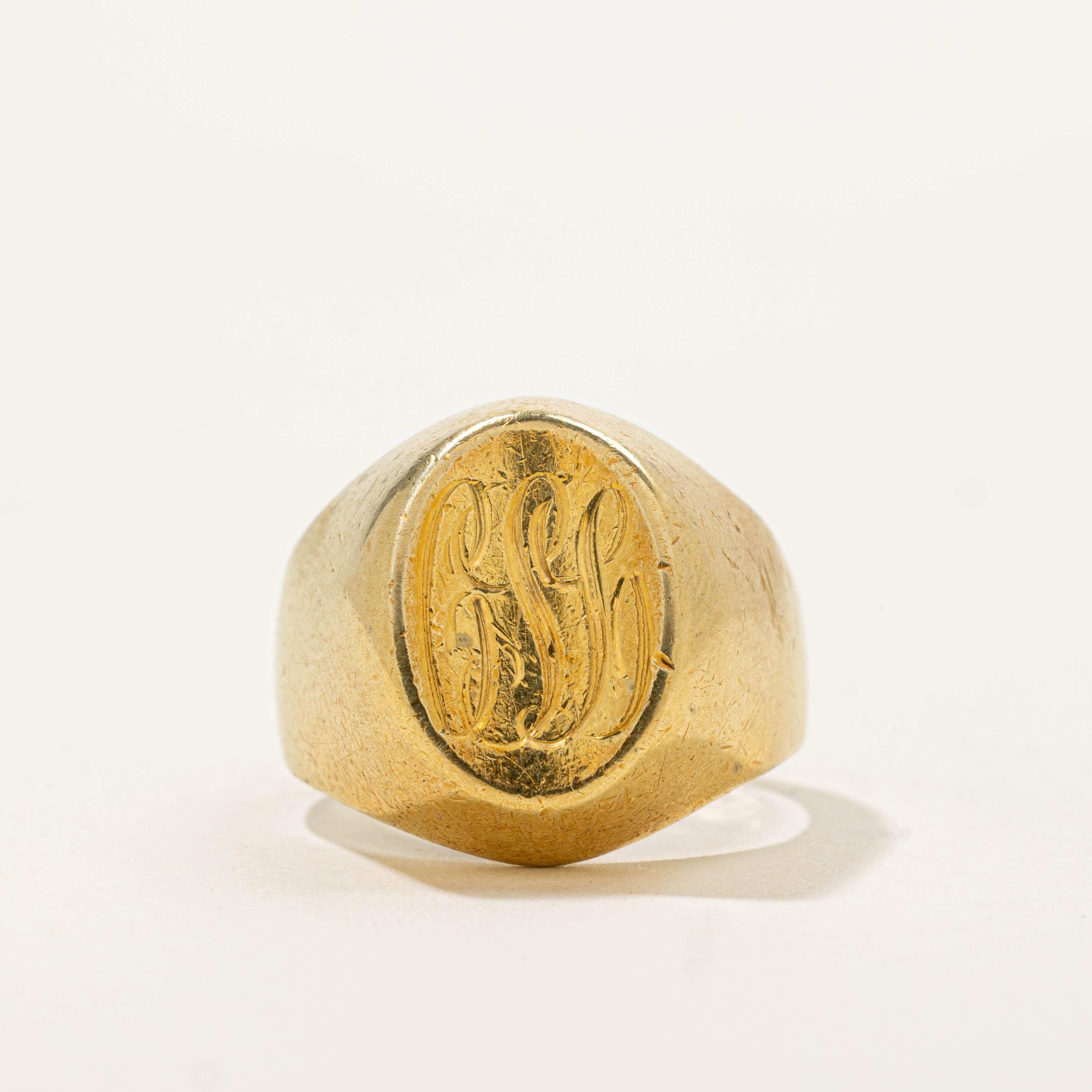 18k “CSH” Initialized Signet Ring | SZ 6.5