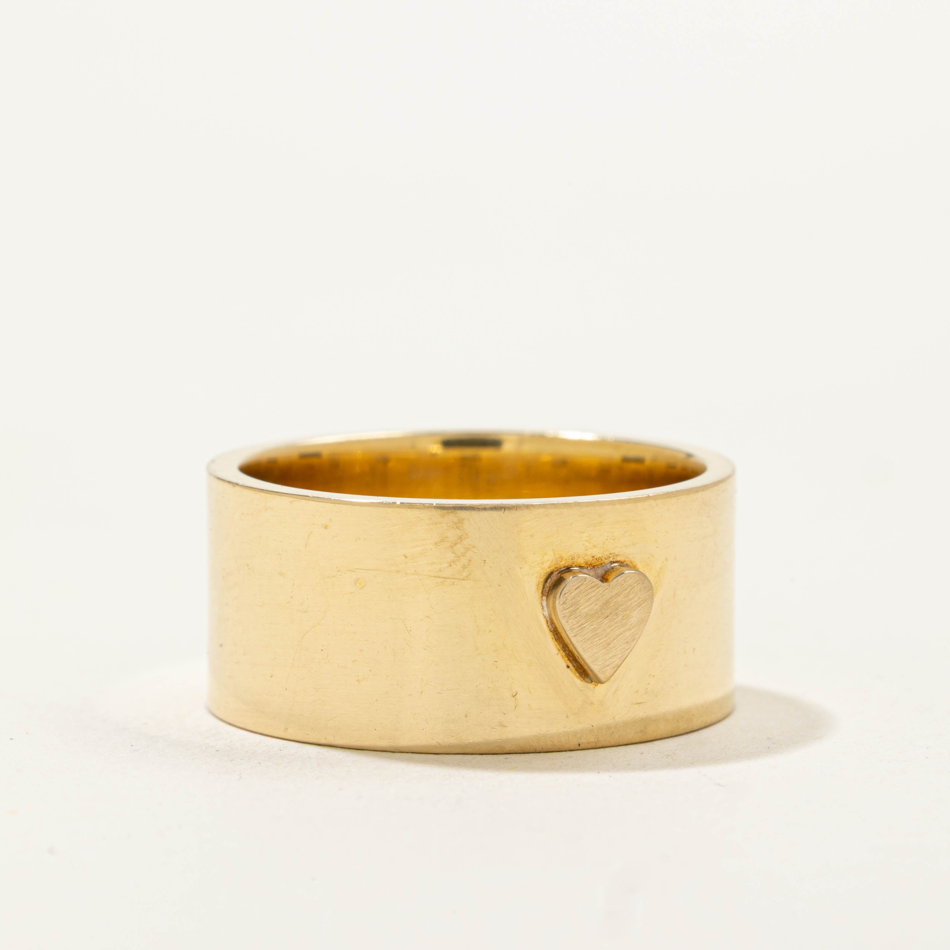 Pseudo Hallmarked Heart Engraved Cigar Band | 10.10mm | SZ 9