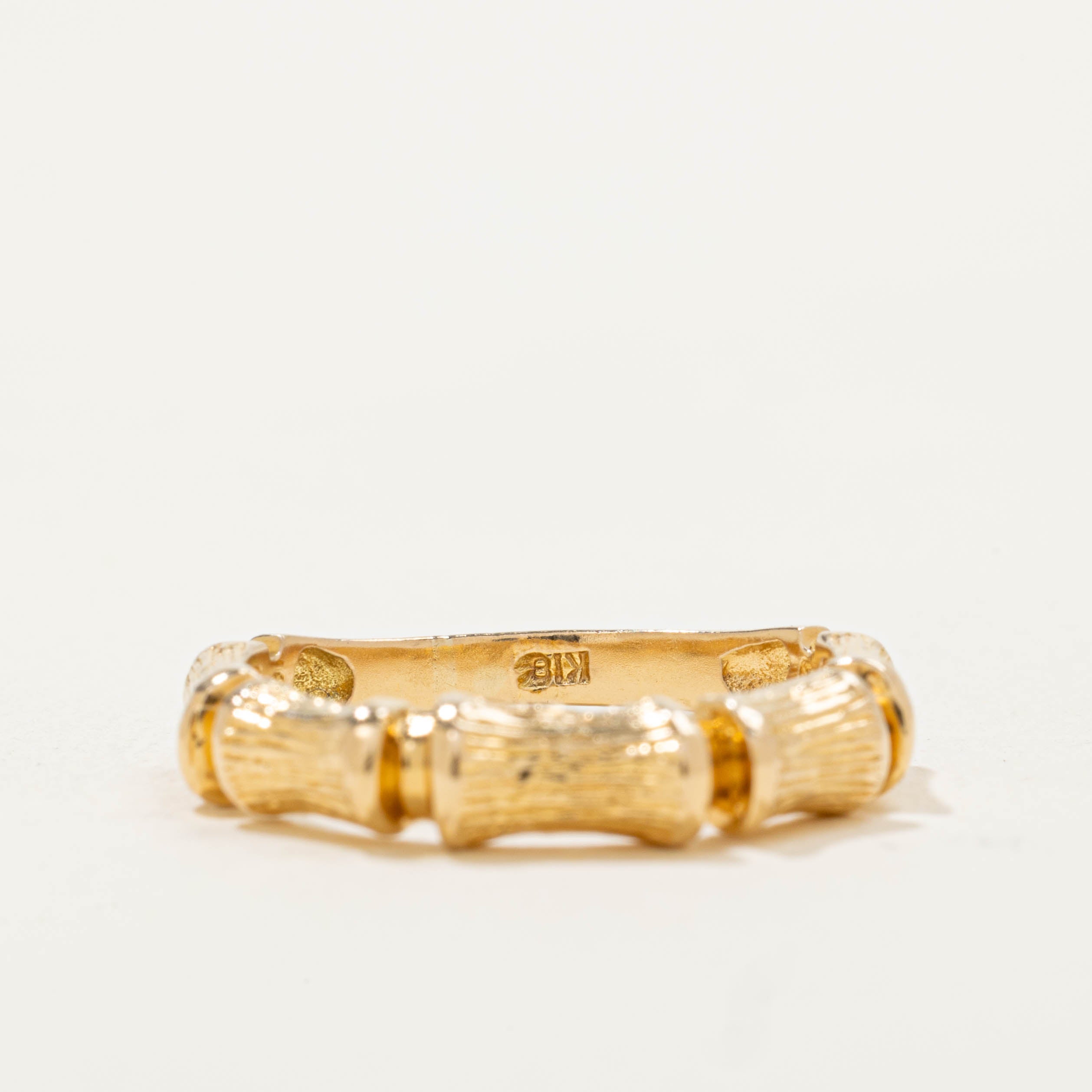 18k Bamboo Textured Ring | SZ 5.25