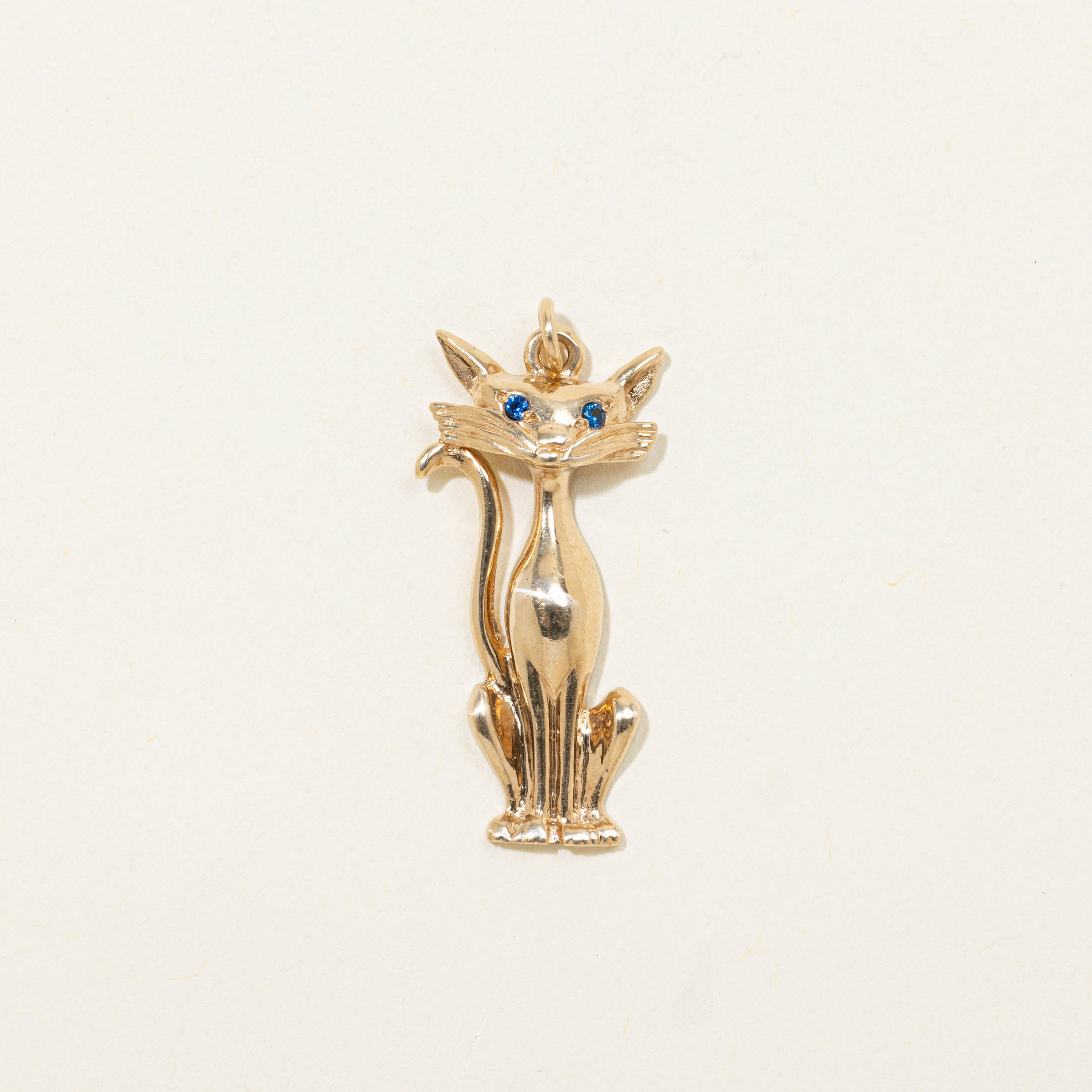 10k Glass Eyes Cat Pendant
