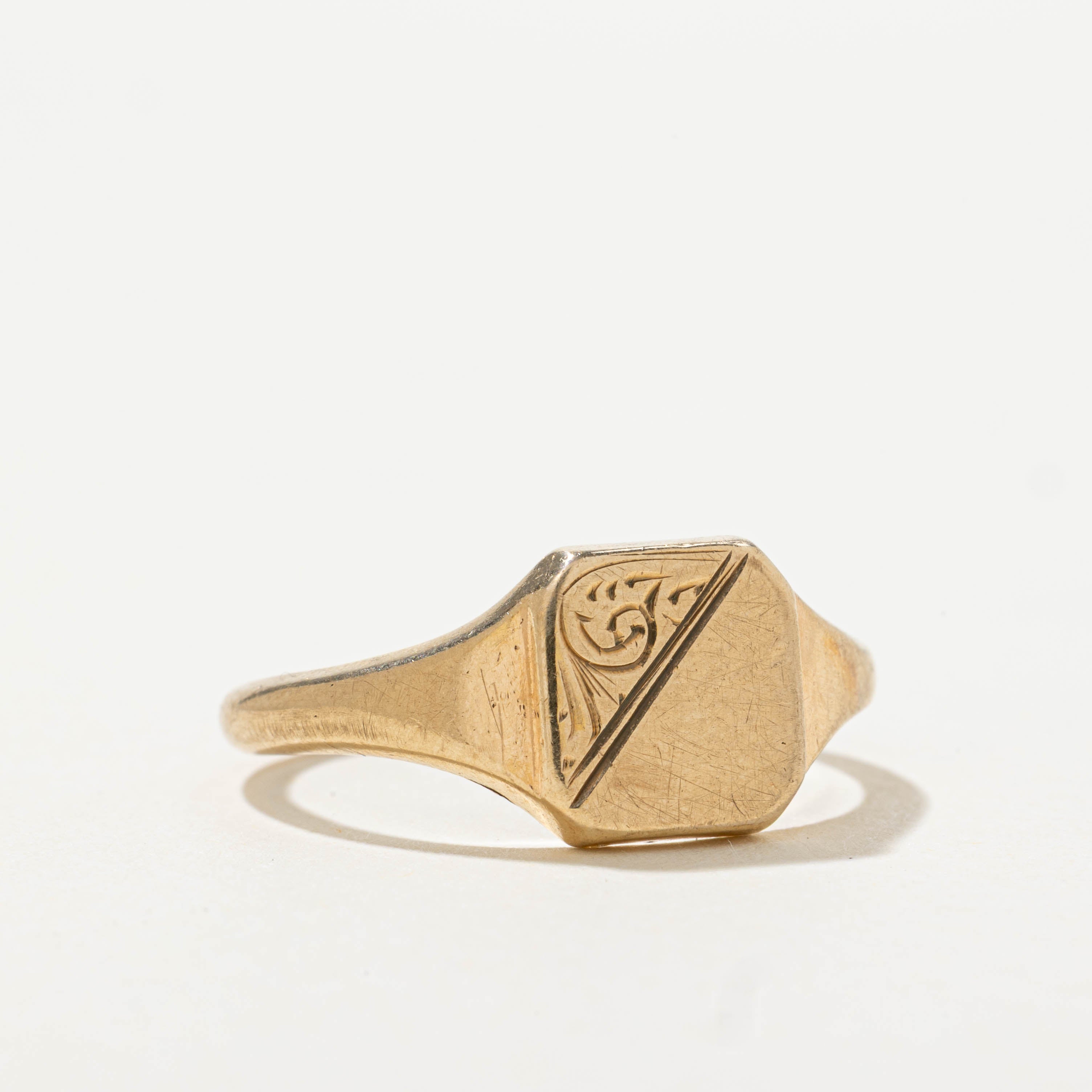 1971 Birmingham UK Engraved Signet Ring | SZ 7.25