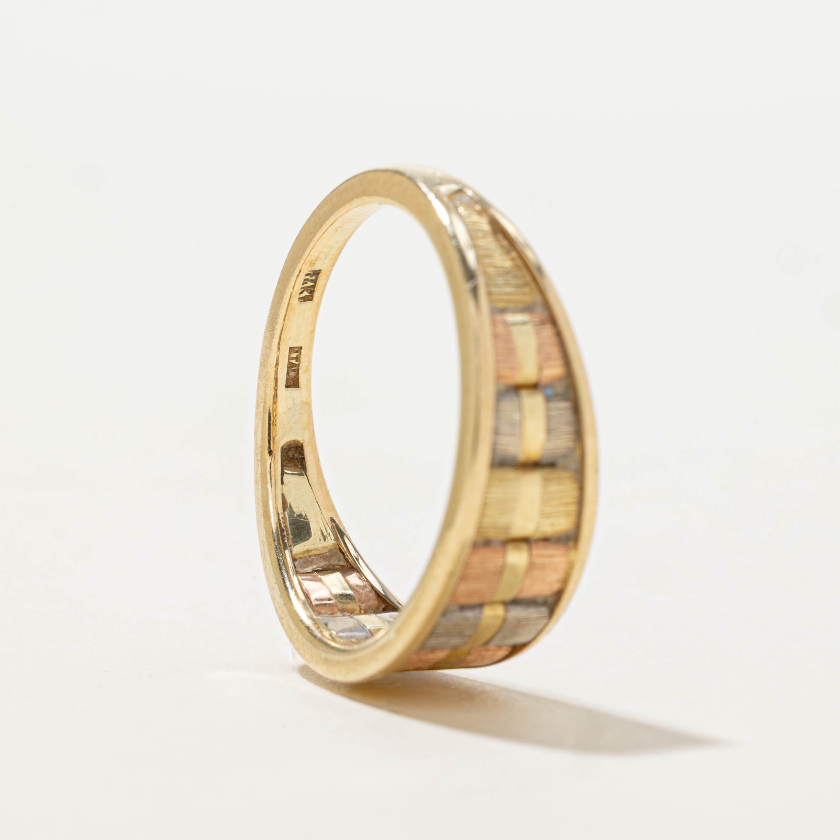 Italian Tri Color Bookshelf Dome Ring | SZ 7