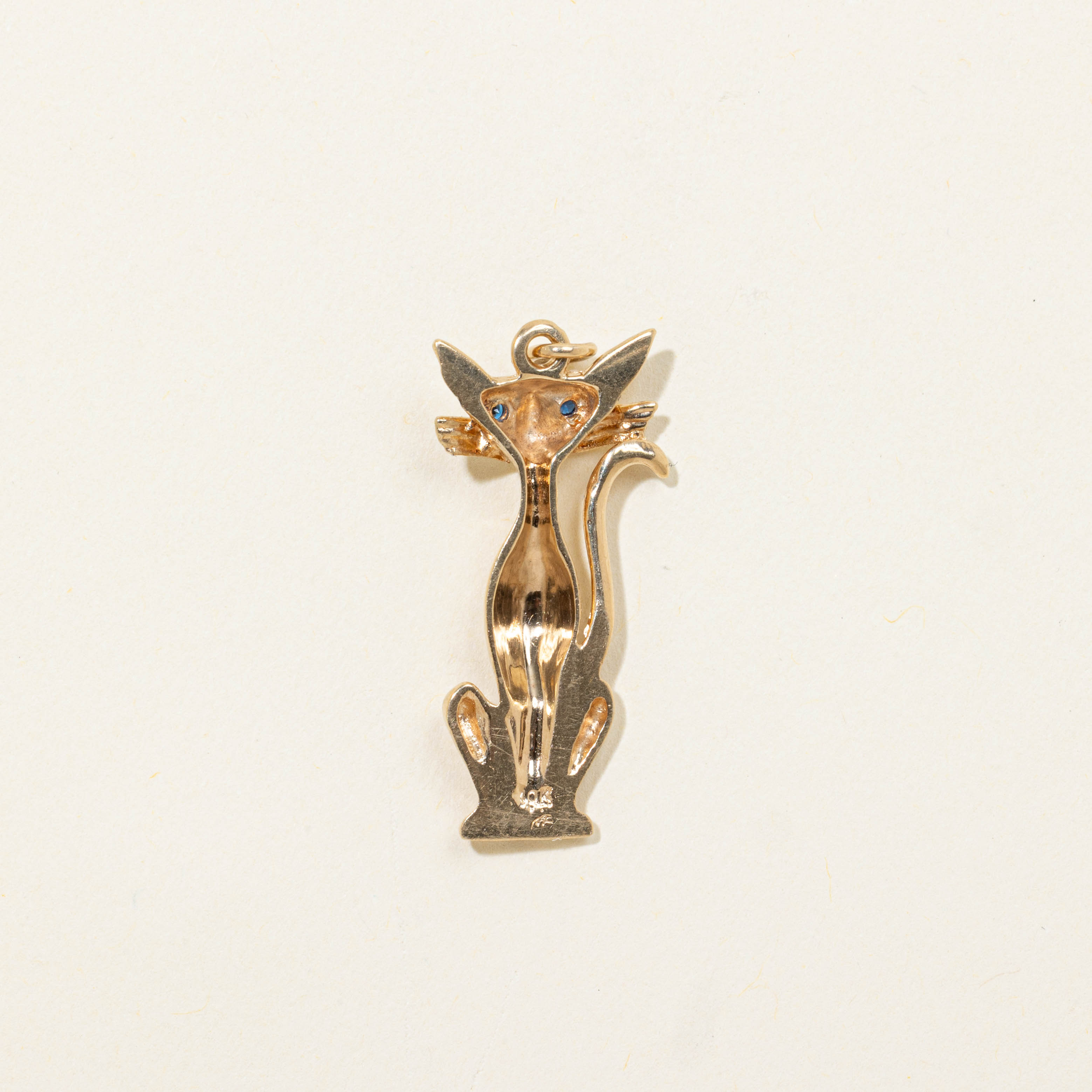 10k Glass Eyes Cat Pendant