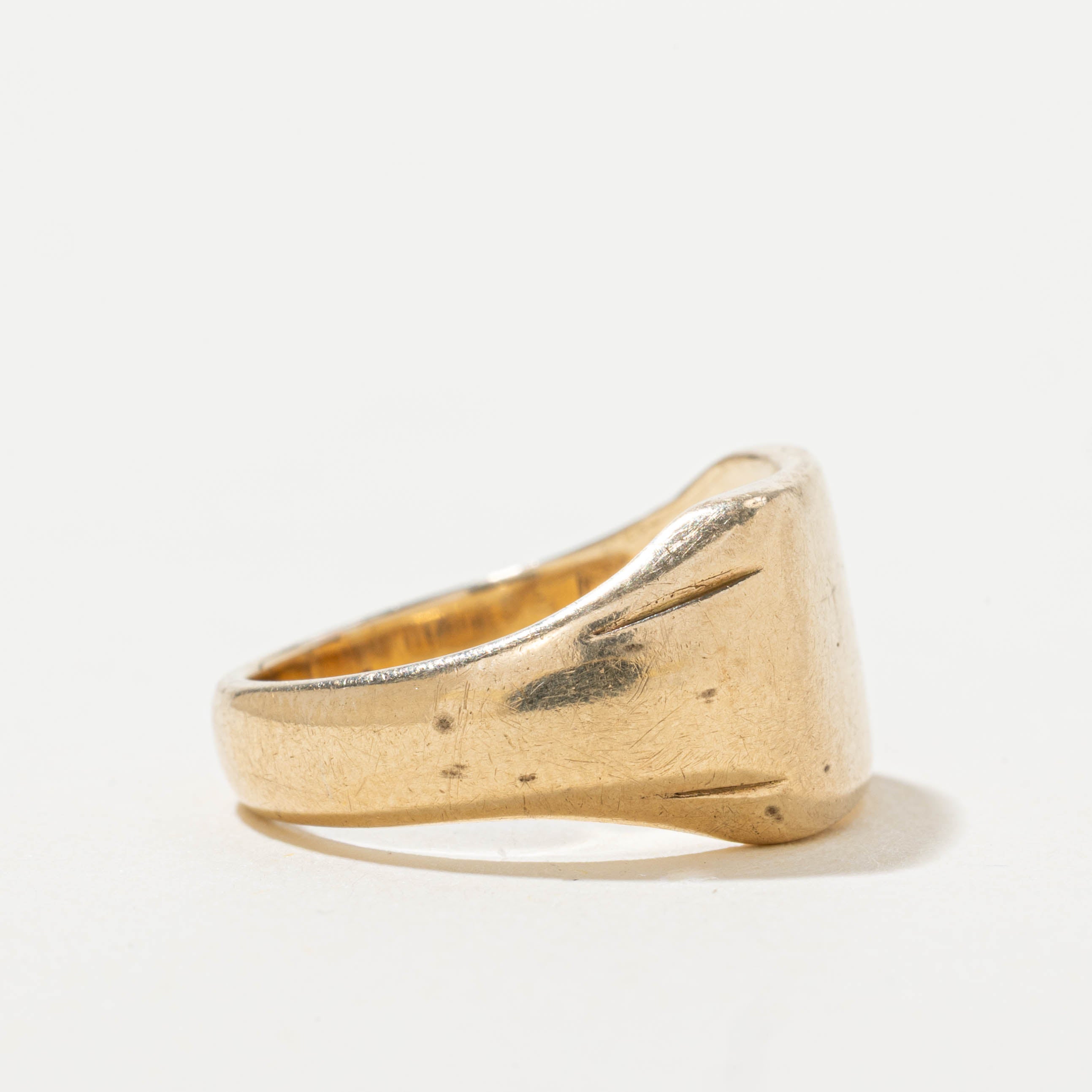 1951 Birmingham UK Grooved Signet Ring | SZ 5.25