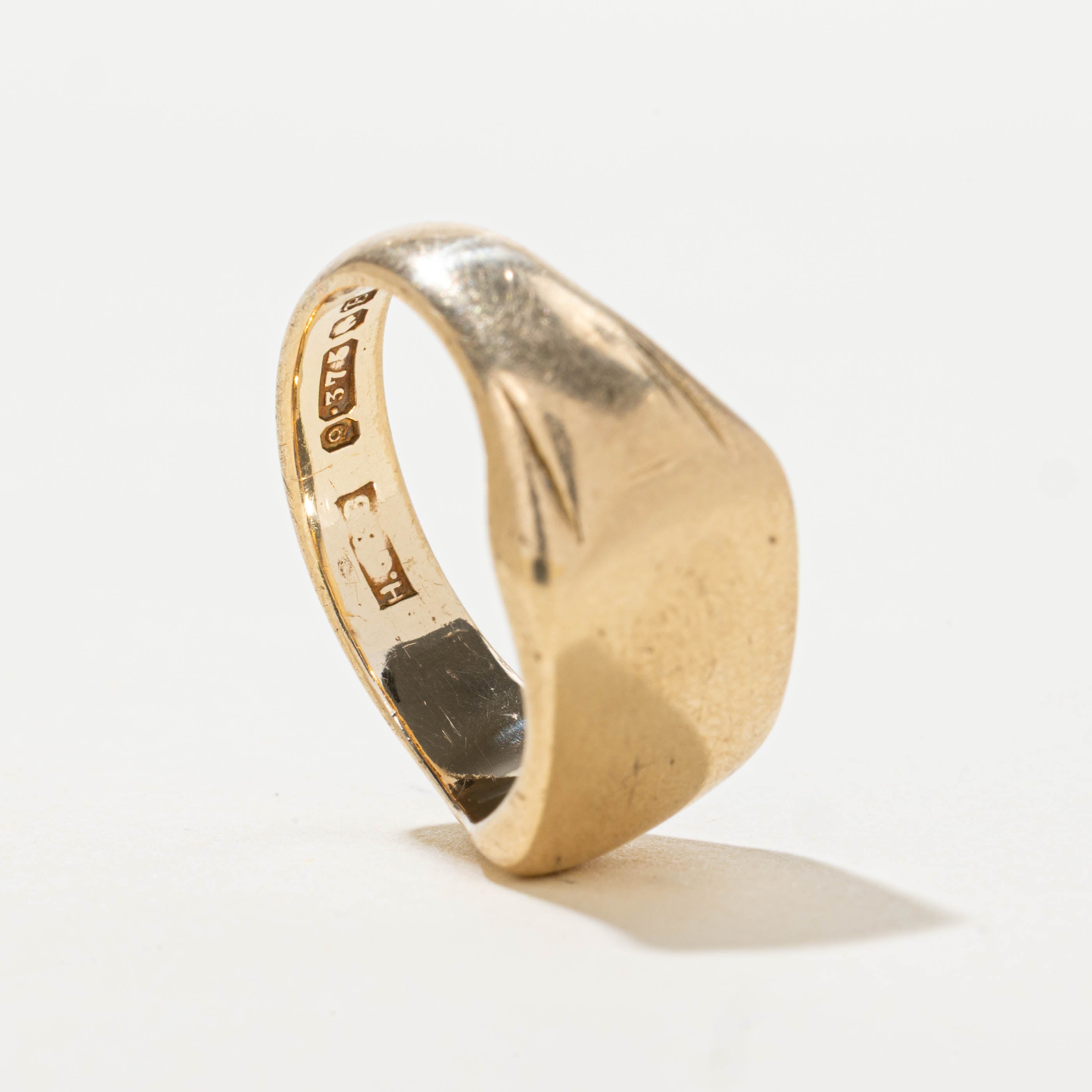 1951 Birmingham UK Grooved Signet Ring | SZ 5.25