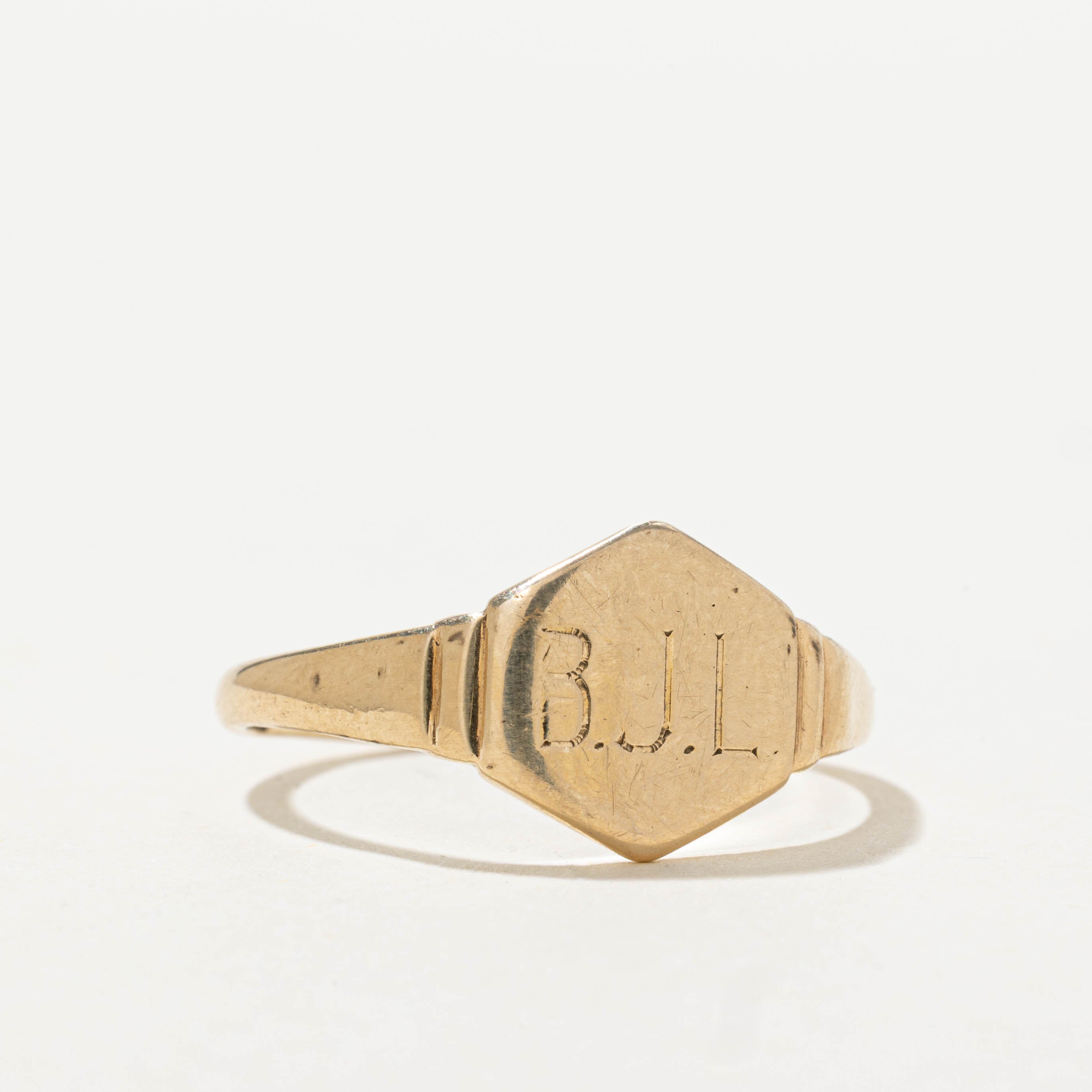 1944 London UK “BJL” Initialized Signet Ring | SZ 8
