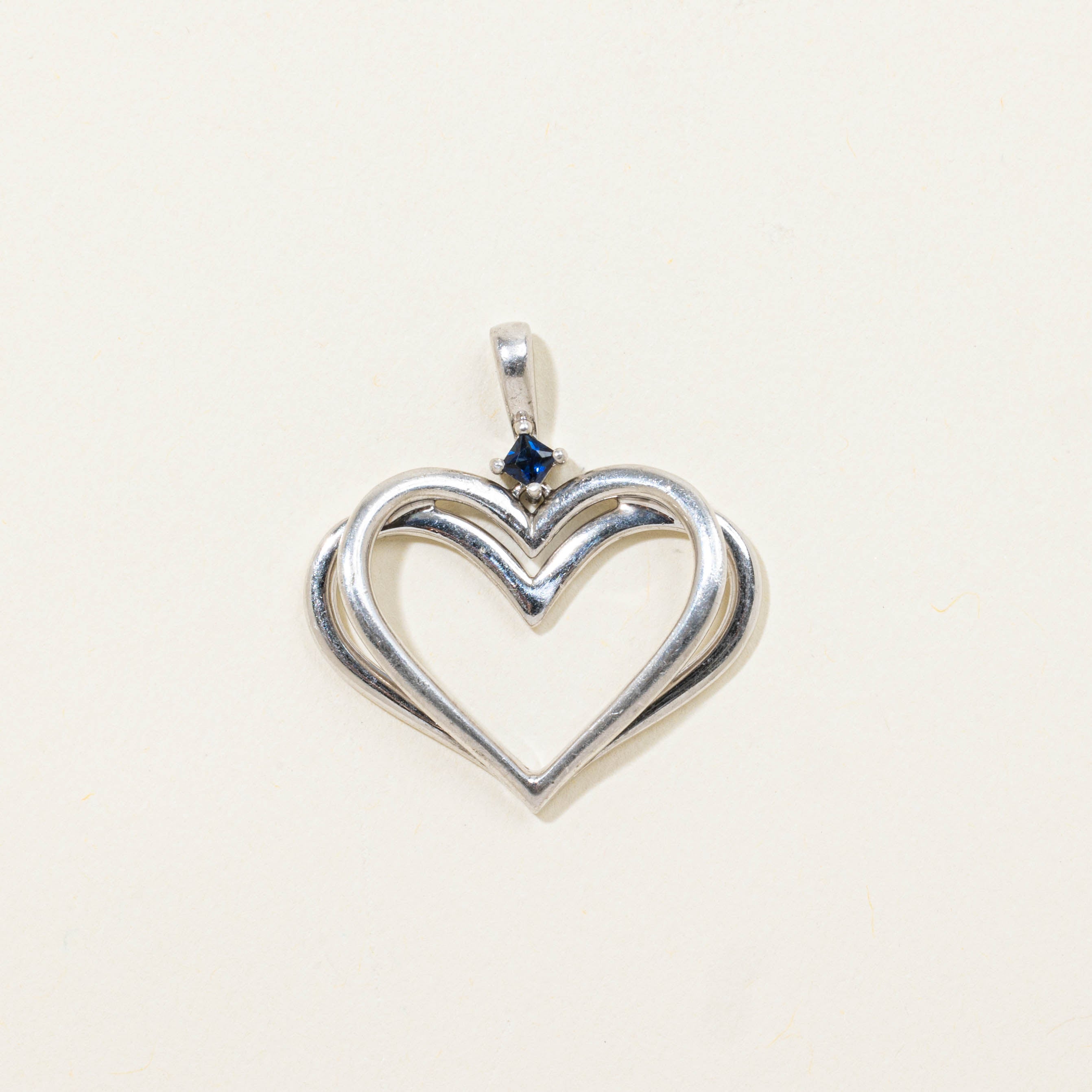 Sterling Silver Sapphire Heart Pendant