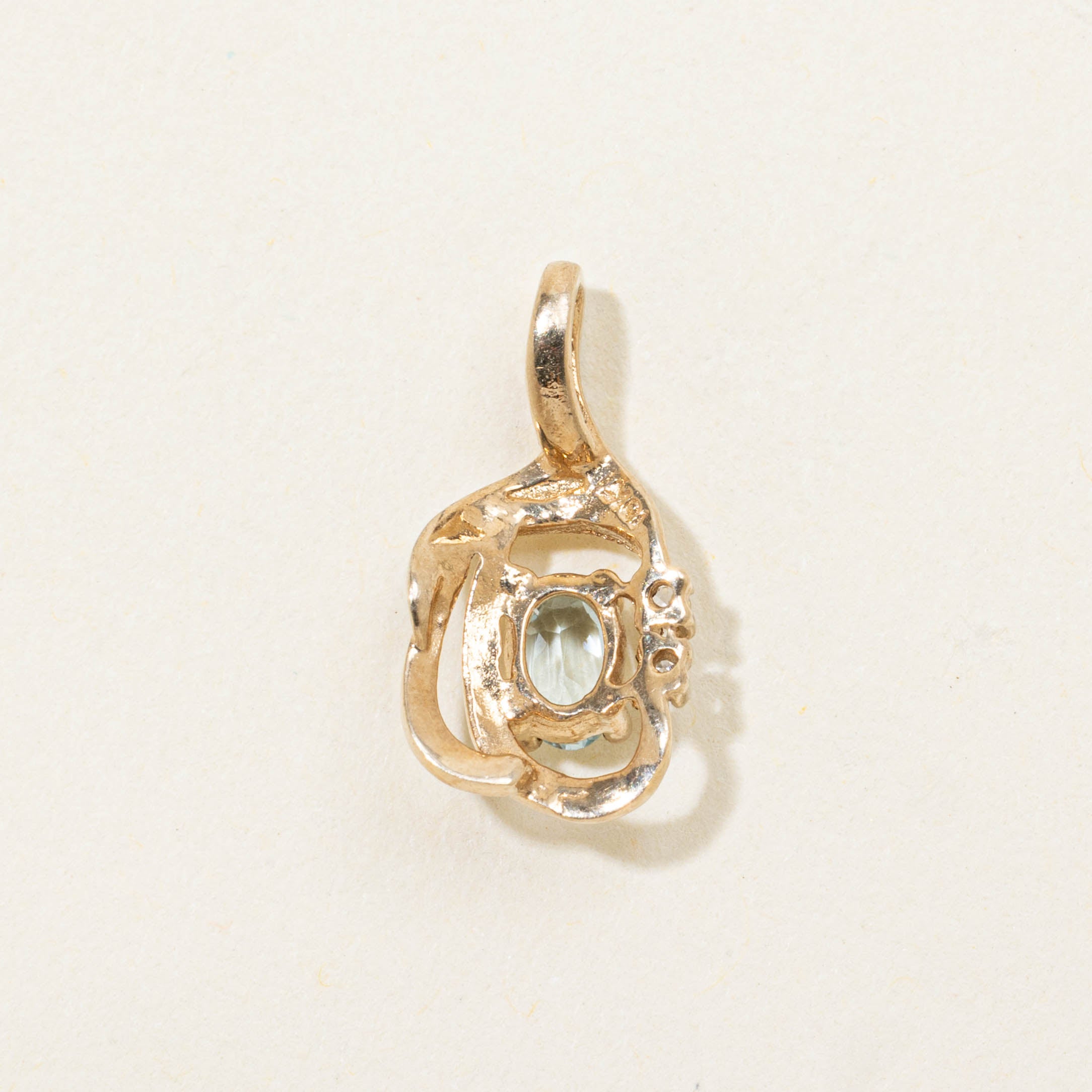 10k Aquamarine & Diamond Abstract Pendant