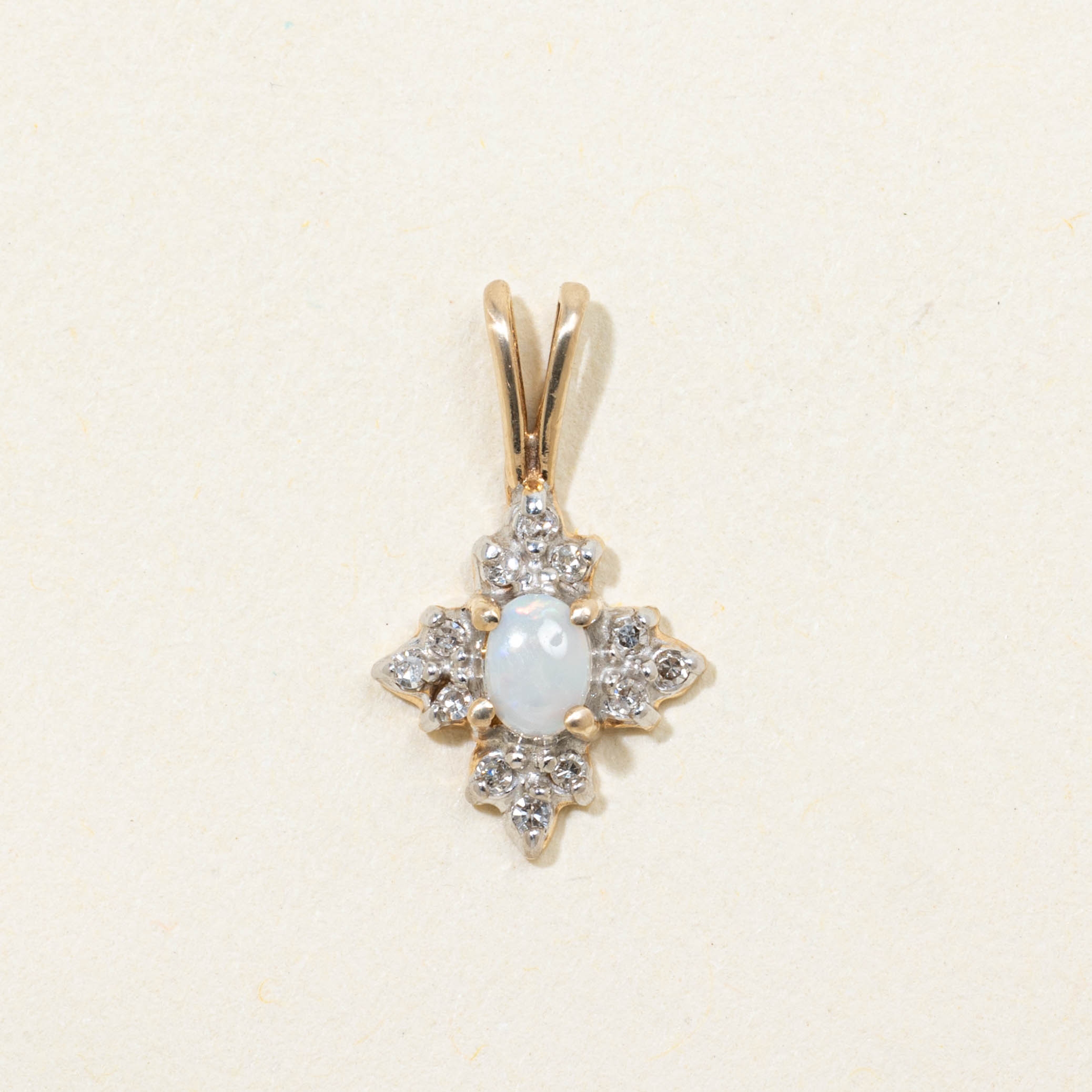 10k Opal & Diamond Cluster Pendant