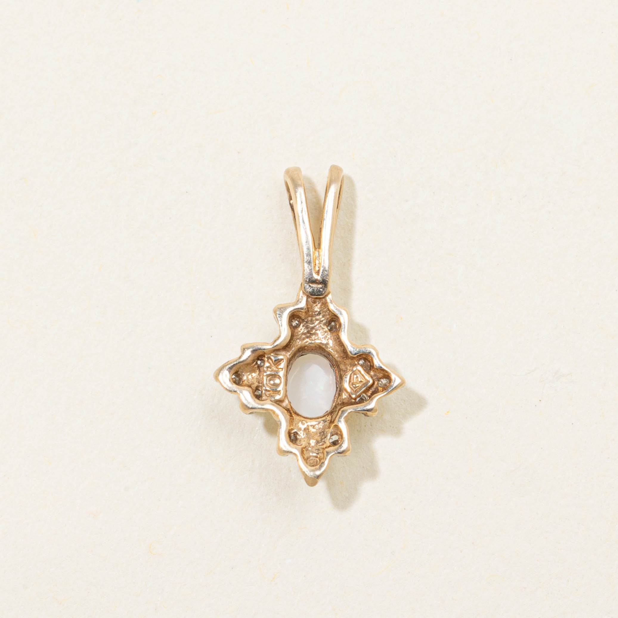 10k Opal & Diamond Cluster Pendant