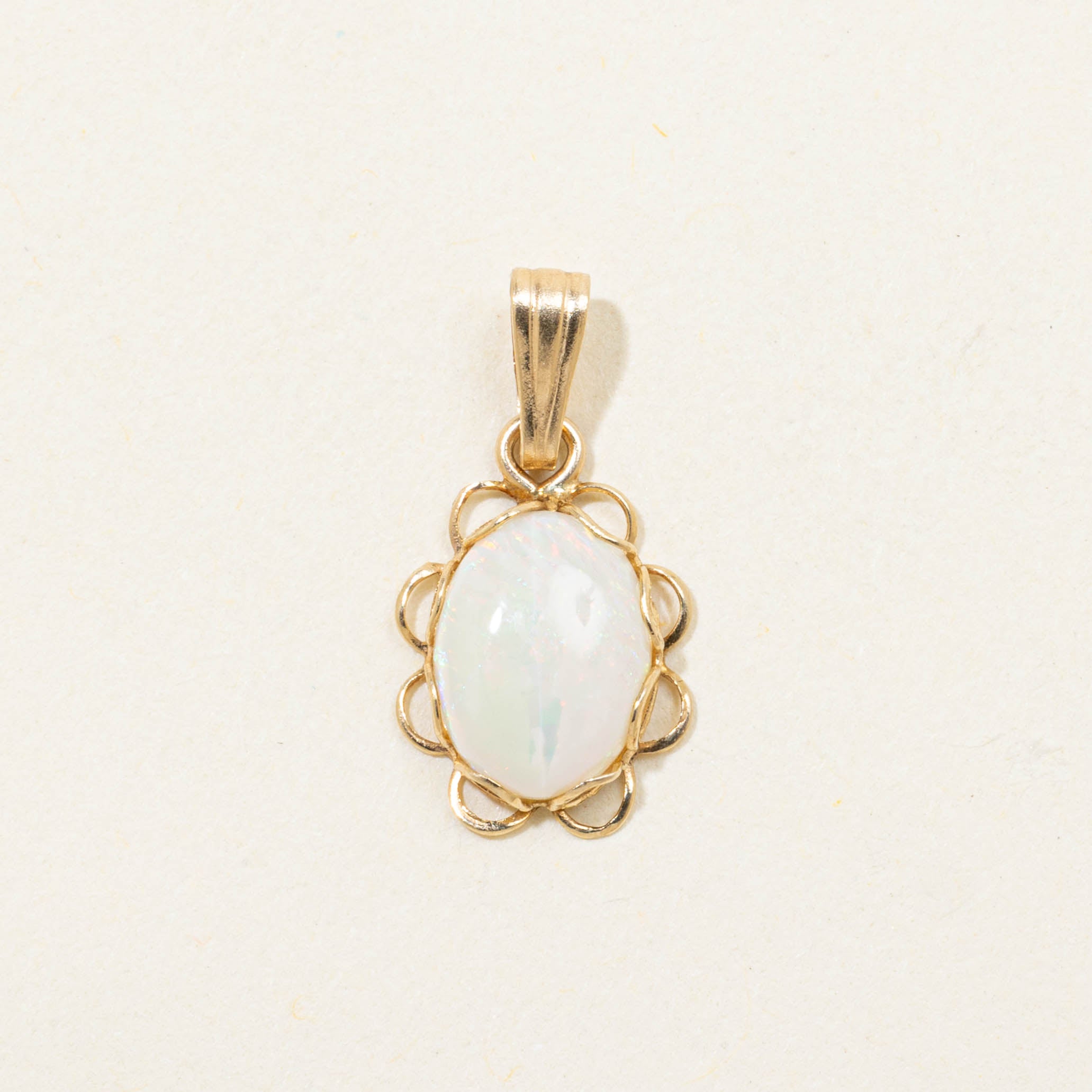 14k Opal Scalloped Floral Pendant