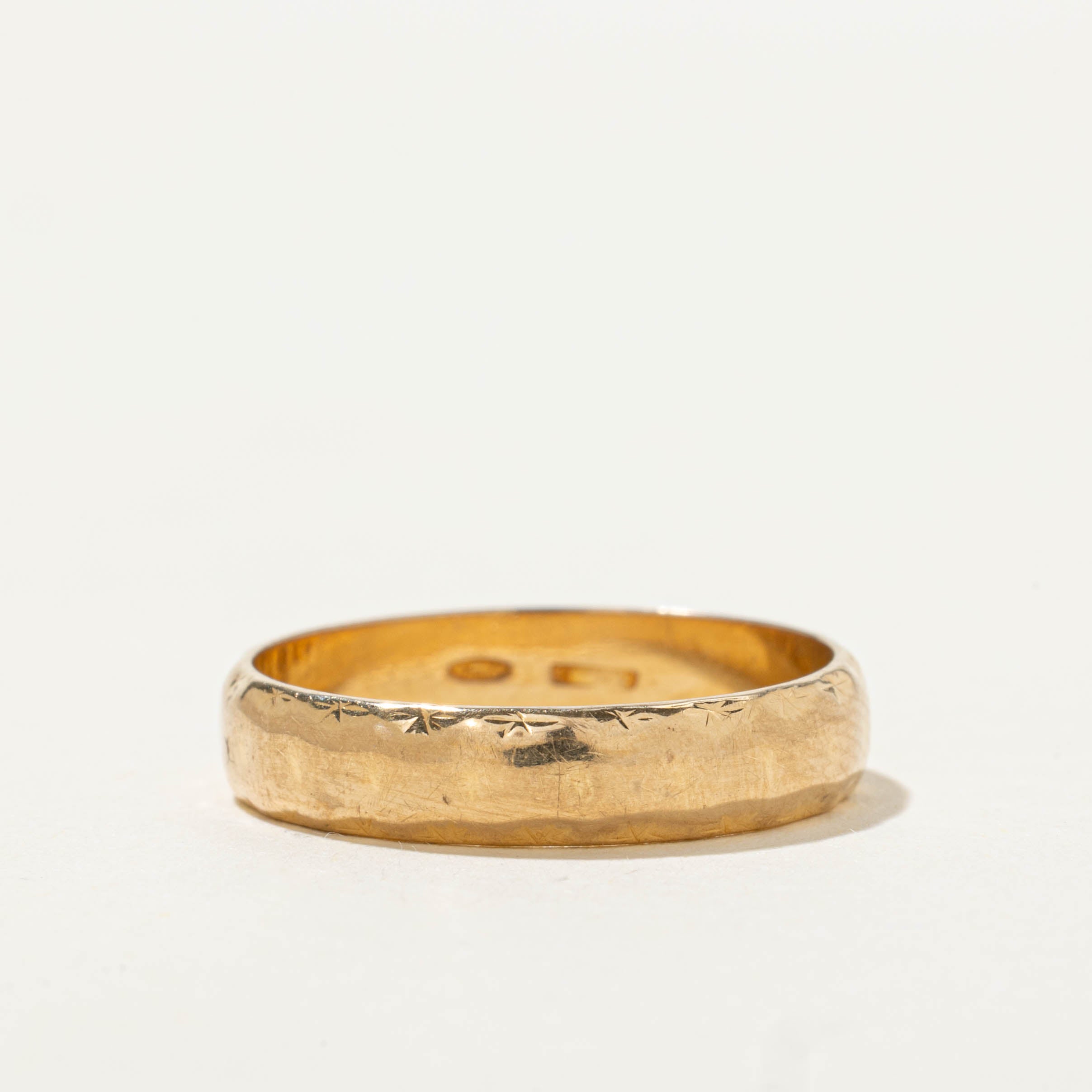 Italian Yellow Gold Textured Band | 3.90mm | SZ 6
