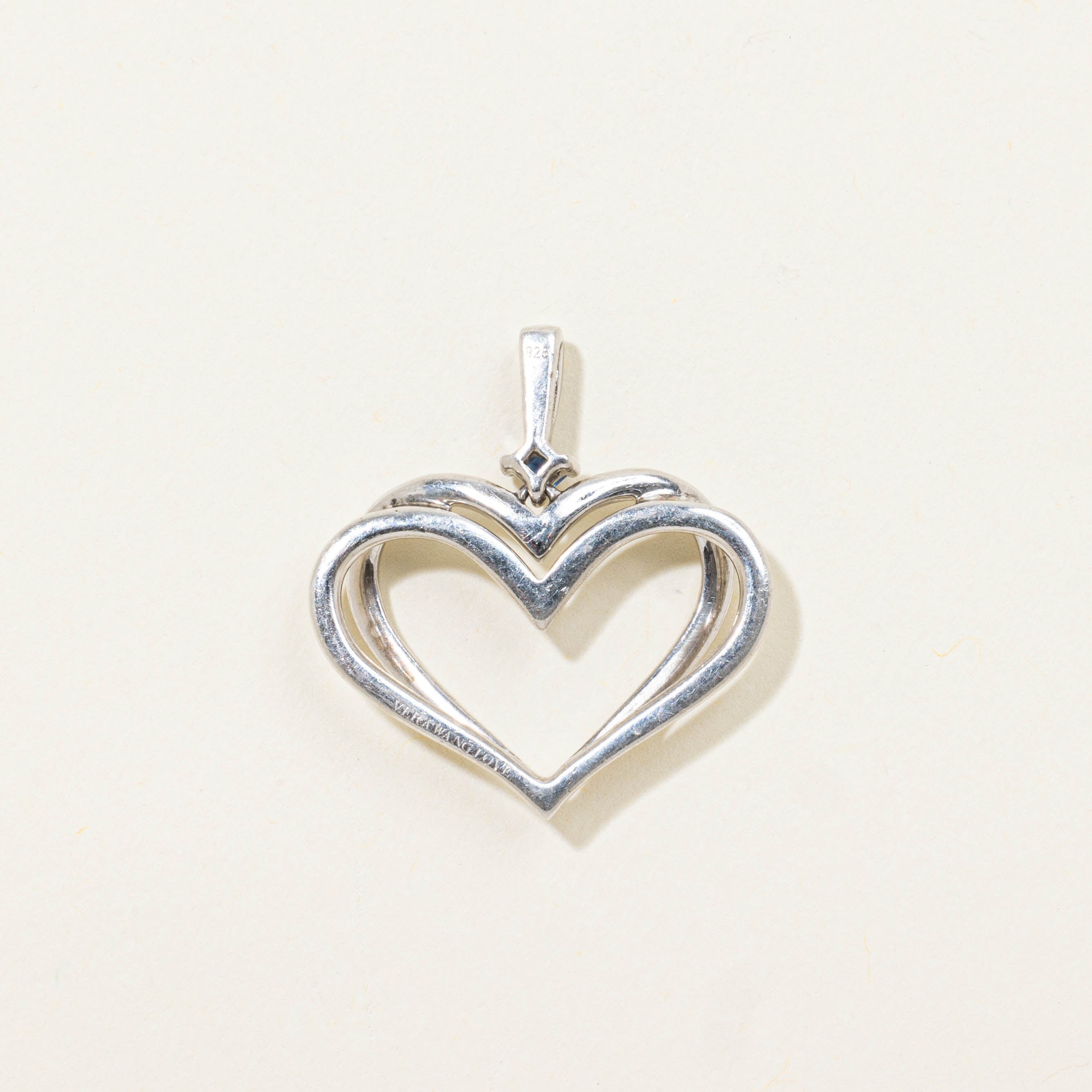 Sterling Silver Sapphire Heart Pendant