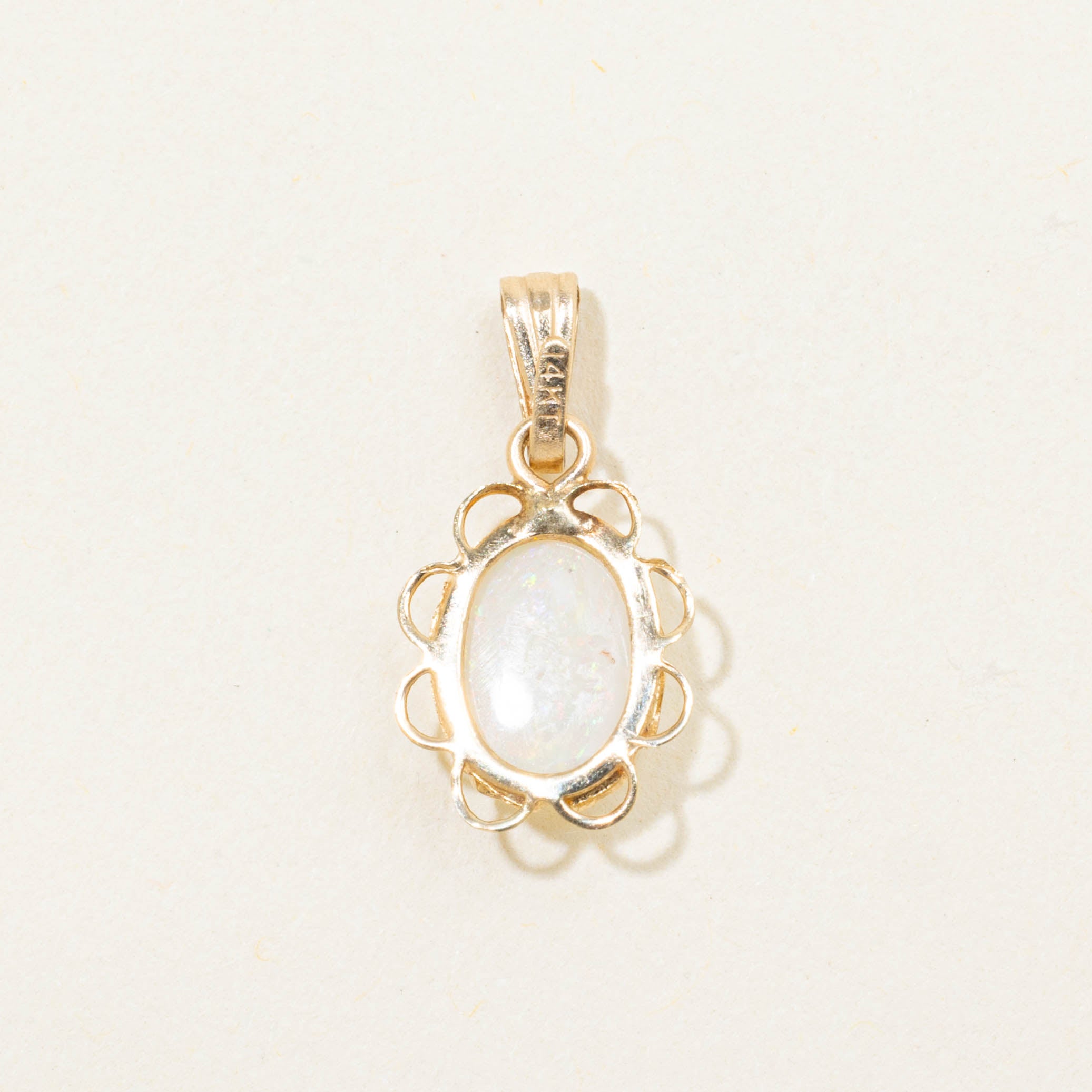 14k Opal Scalloped Floral Pendant