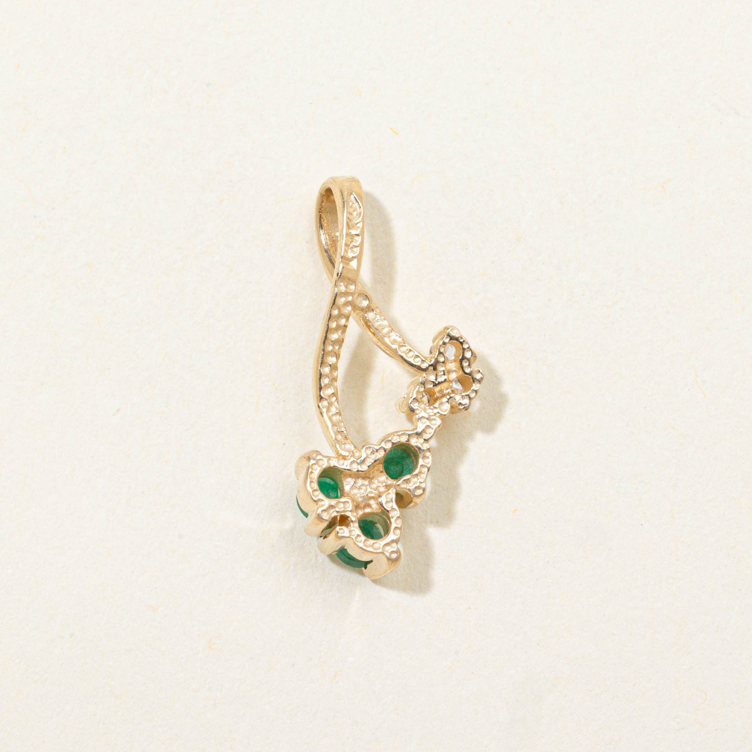 14k Emerald & Diamond Cluster Pendant