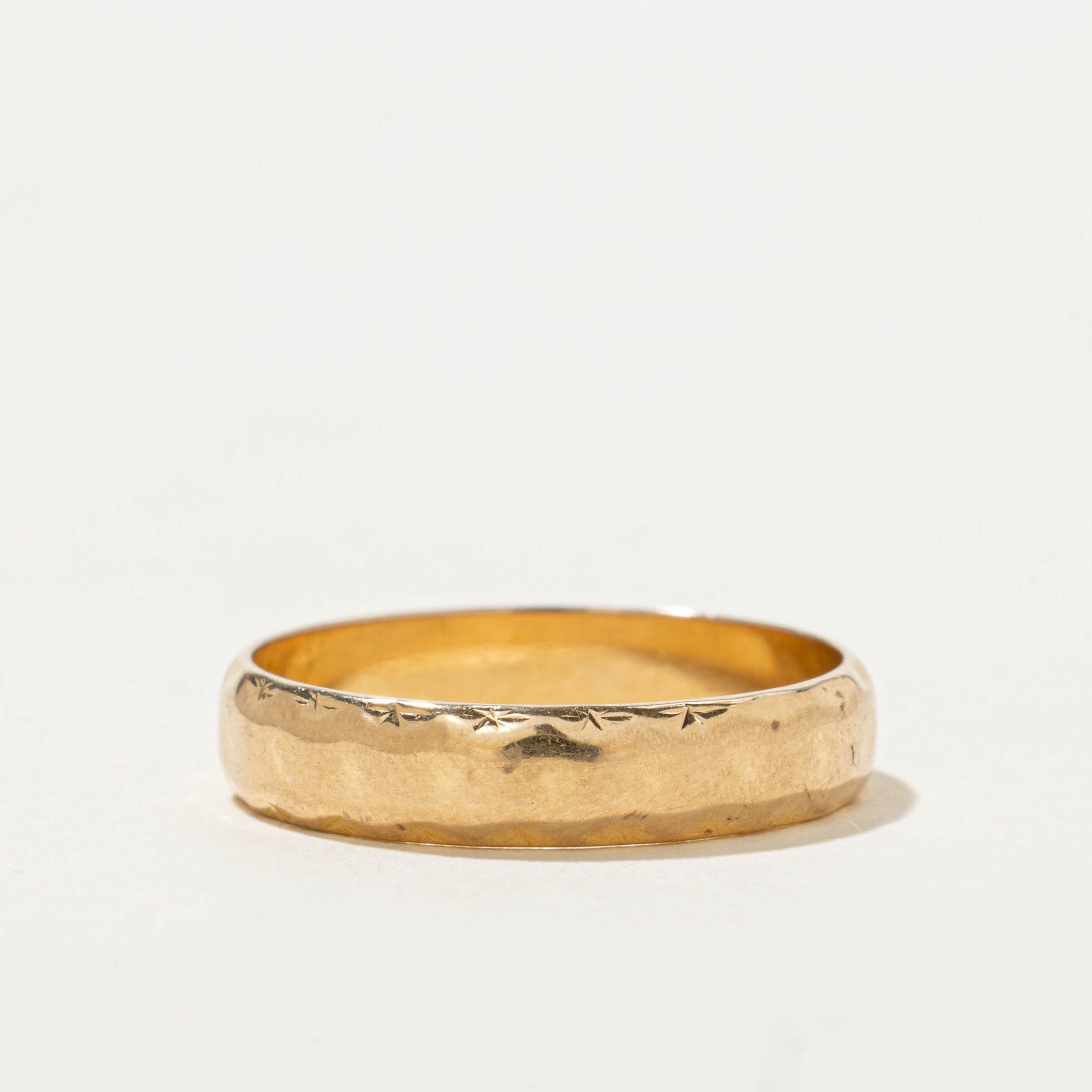 Italian Yellow Gold Textured Band | 3.90mm | SZ 6